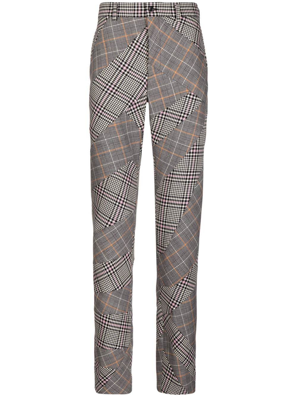 Comme des Garçons Homme Plus 格纹直筒长裤 - 黑色