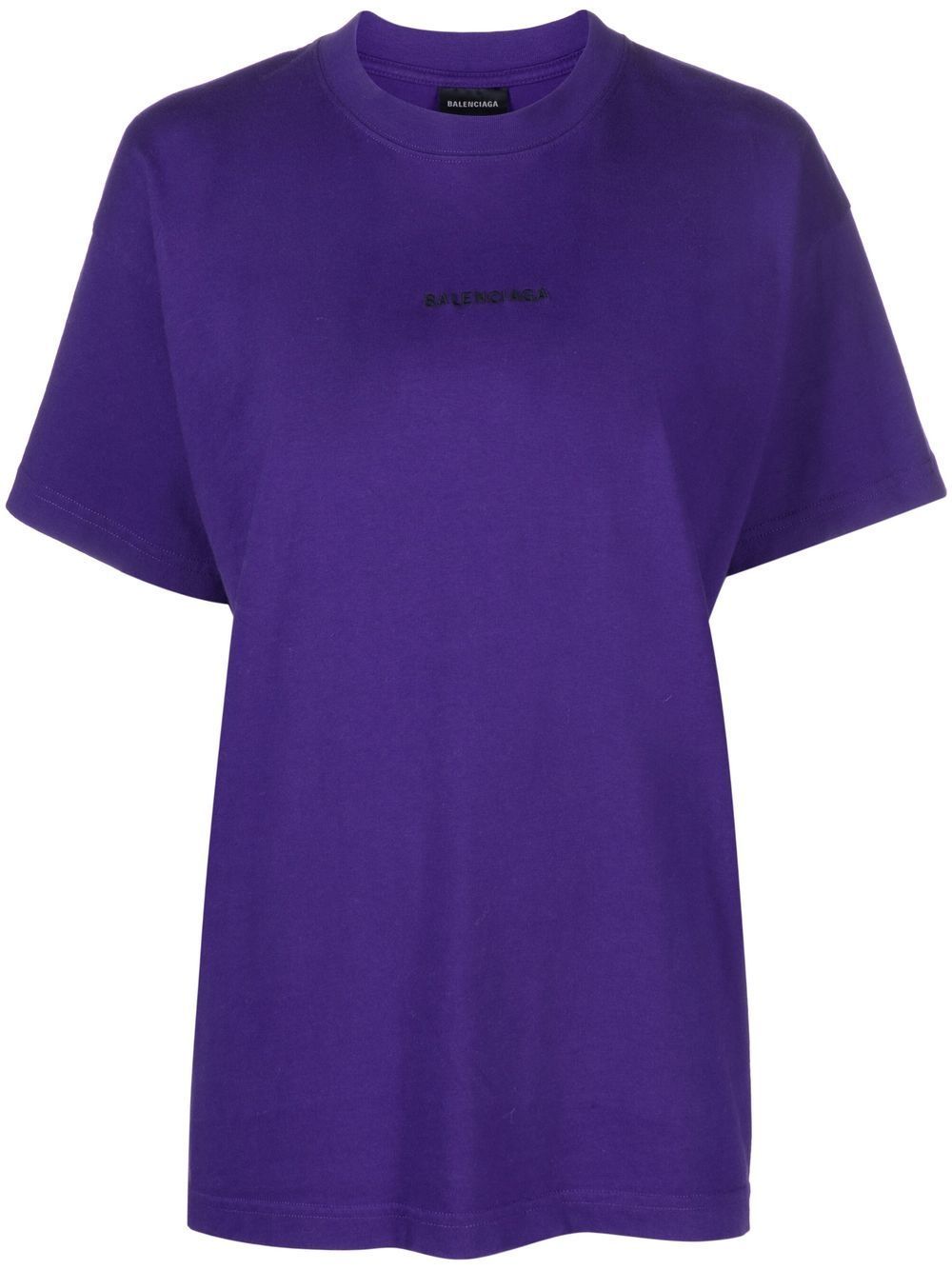 Balenciaga logo印花棉T恤 - 紫色