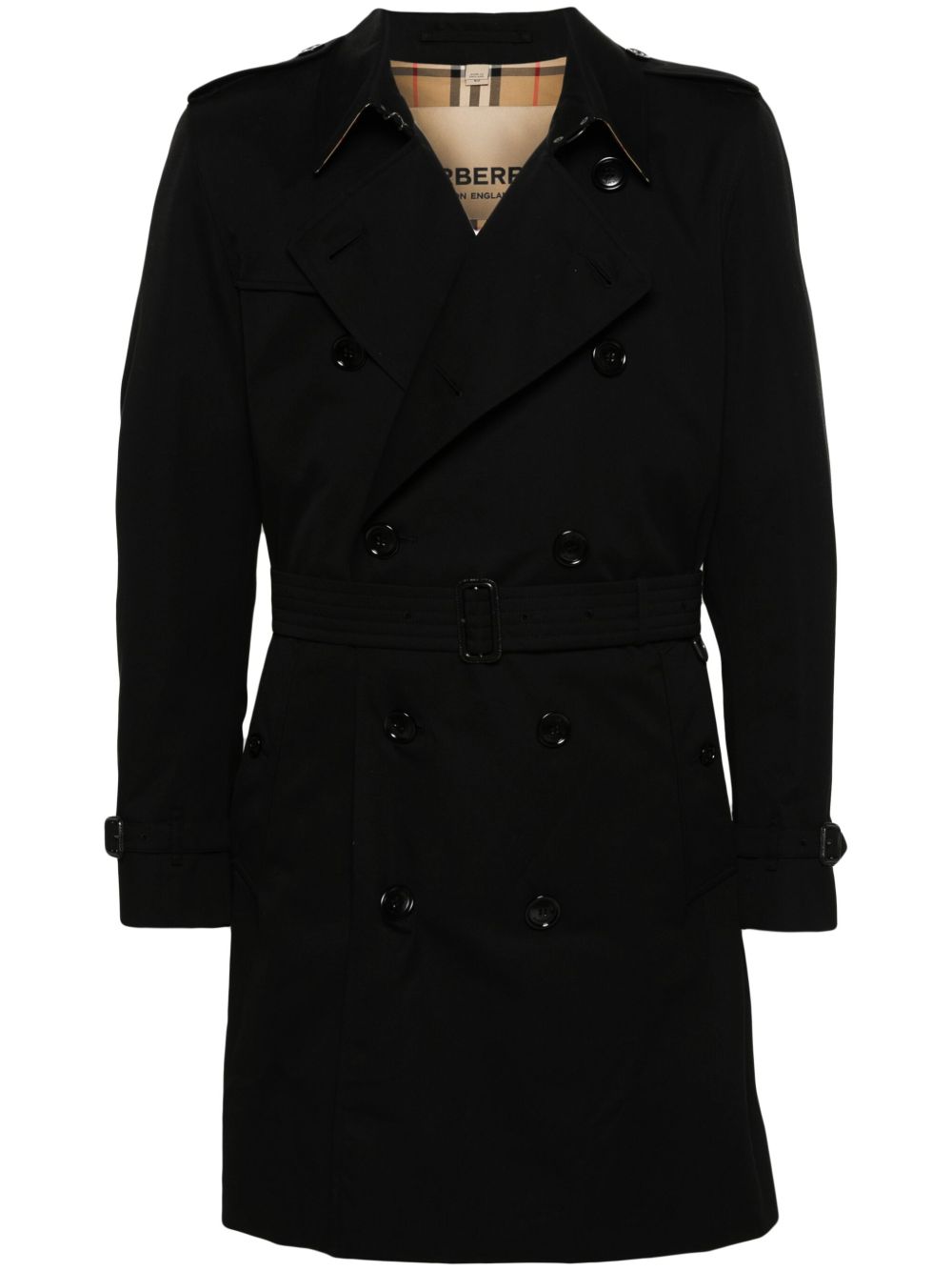 Burberry Kensington 双排扣风衣 - 黑色