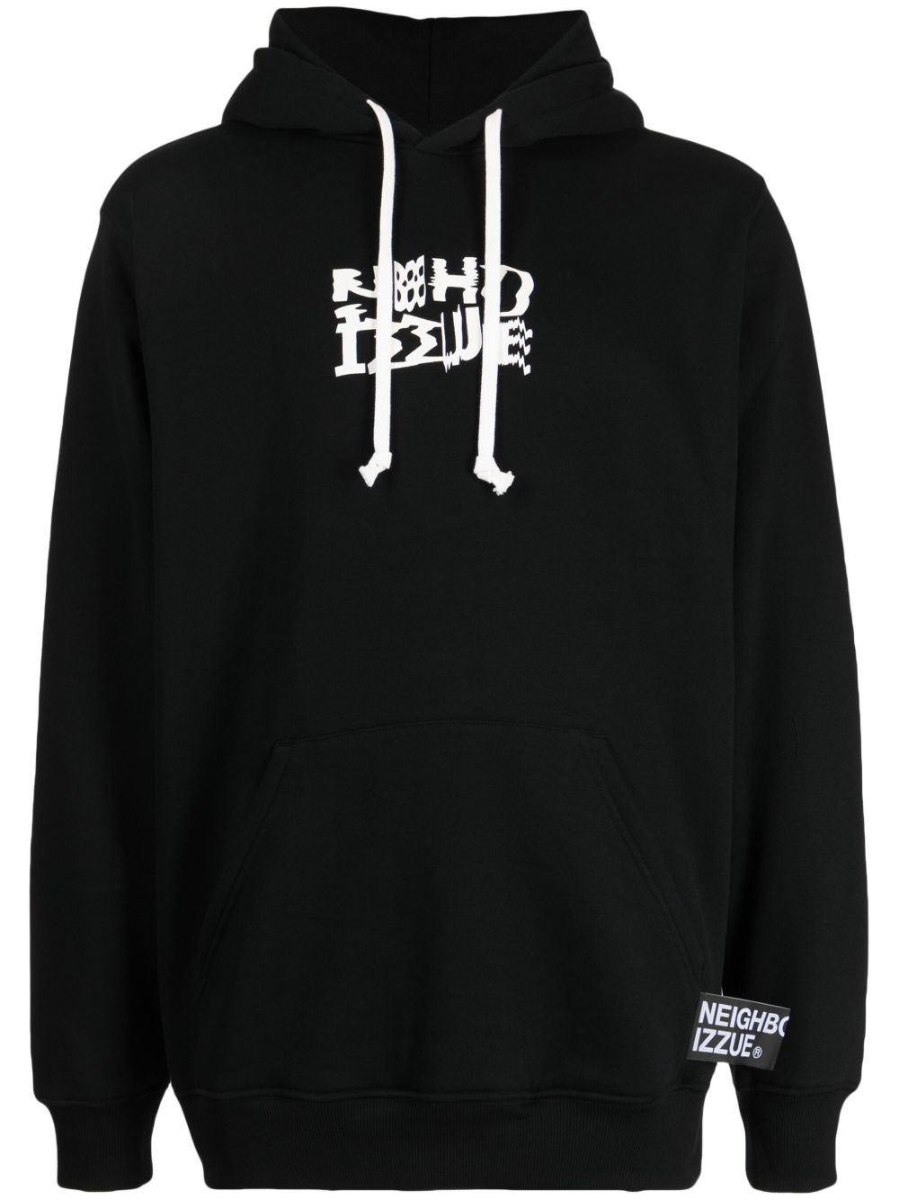 izzue x Neighborhood logo印花抽绳卫衣 - 黑色