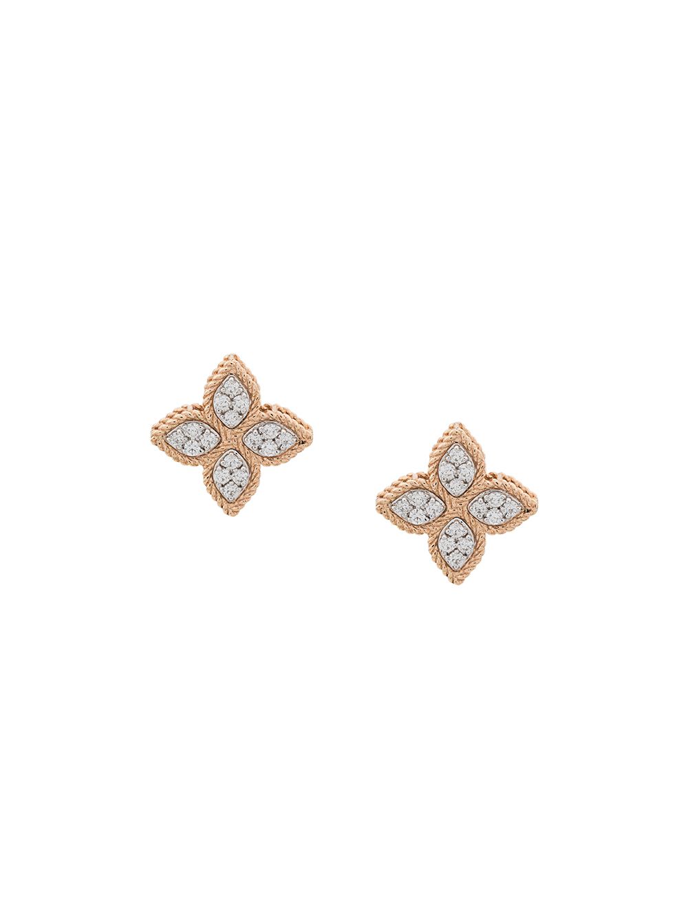 Roberto Coin Princess Flower 18k金钻石镶嵌耳环· - 粉色