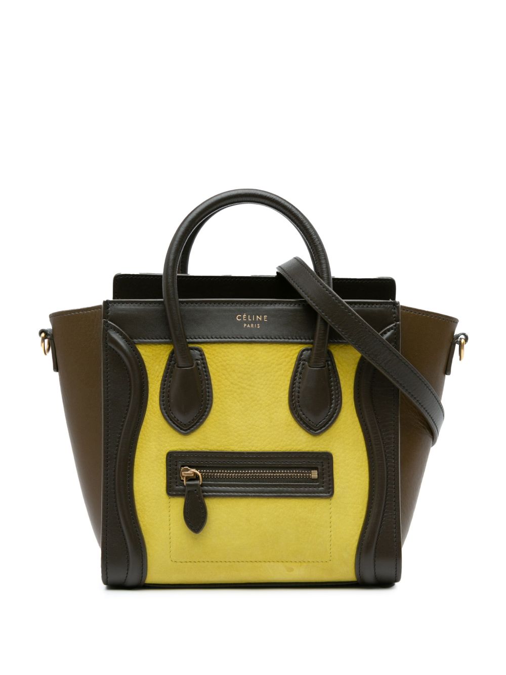 Céline Pre-Owned Luggage Tote 迷你三色牛巴戈小牛皮斜挎包（2014年典藏款） - 黄色