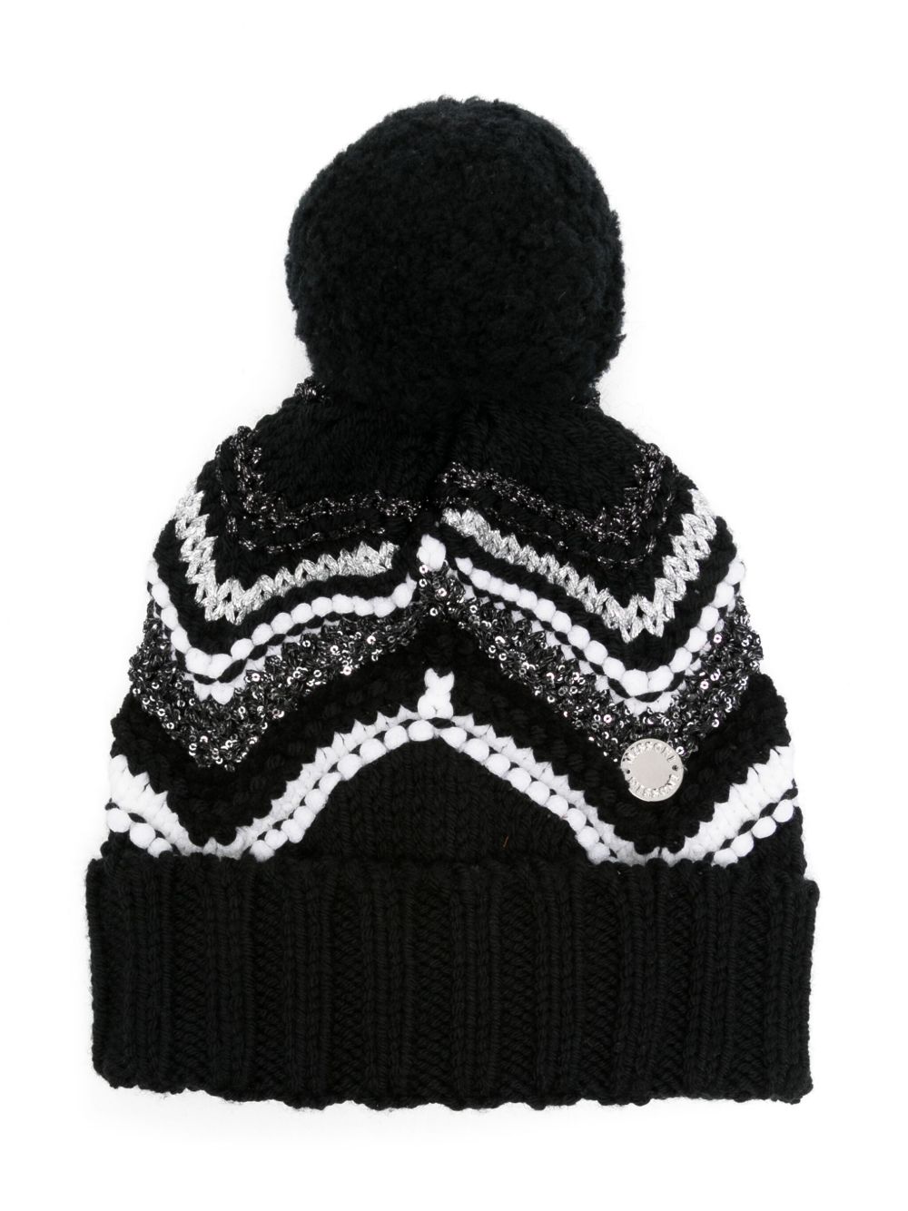 Missoni Kids Z字形图案印花套头帽 - 黑色