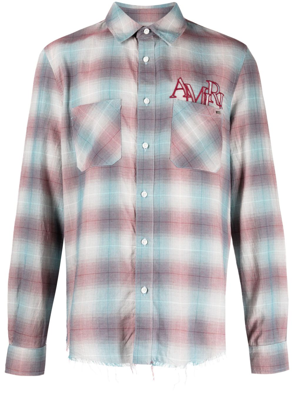 AMIRI Staggered logo格纹衬衫 - 蓝色