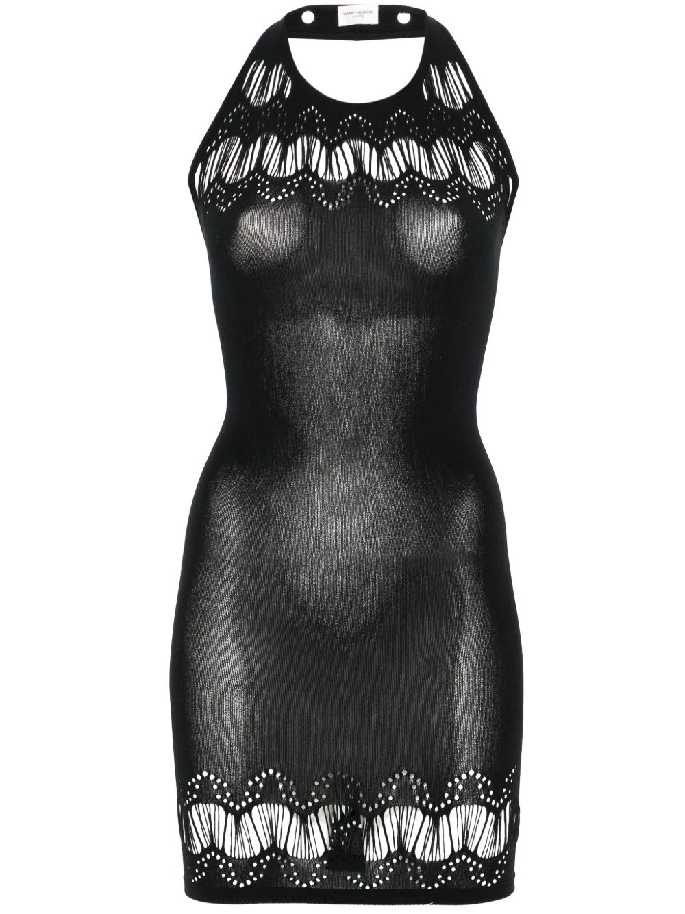 Saint Laurent 激光镂空迷你连衣裙 - 黑色