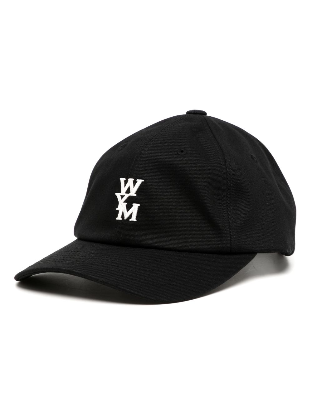 Wooyoungmi logo刺绣棉棒球帽 - 黑色