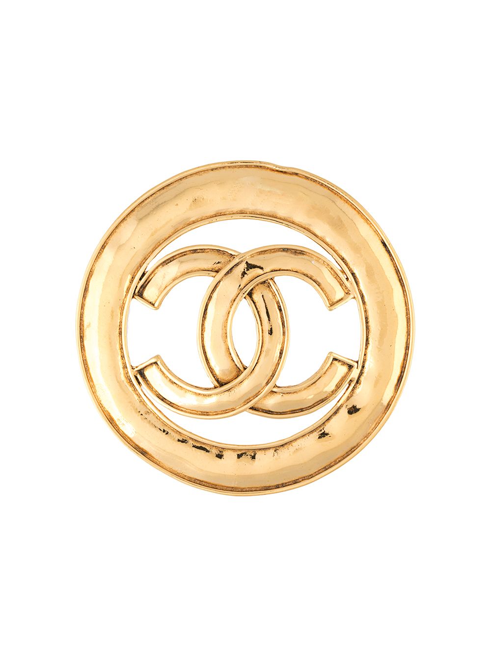 CHANEL Pre-Owned CC 镂空胸针 - 金色