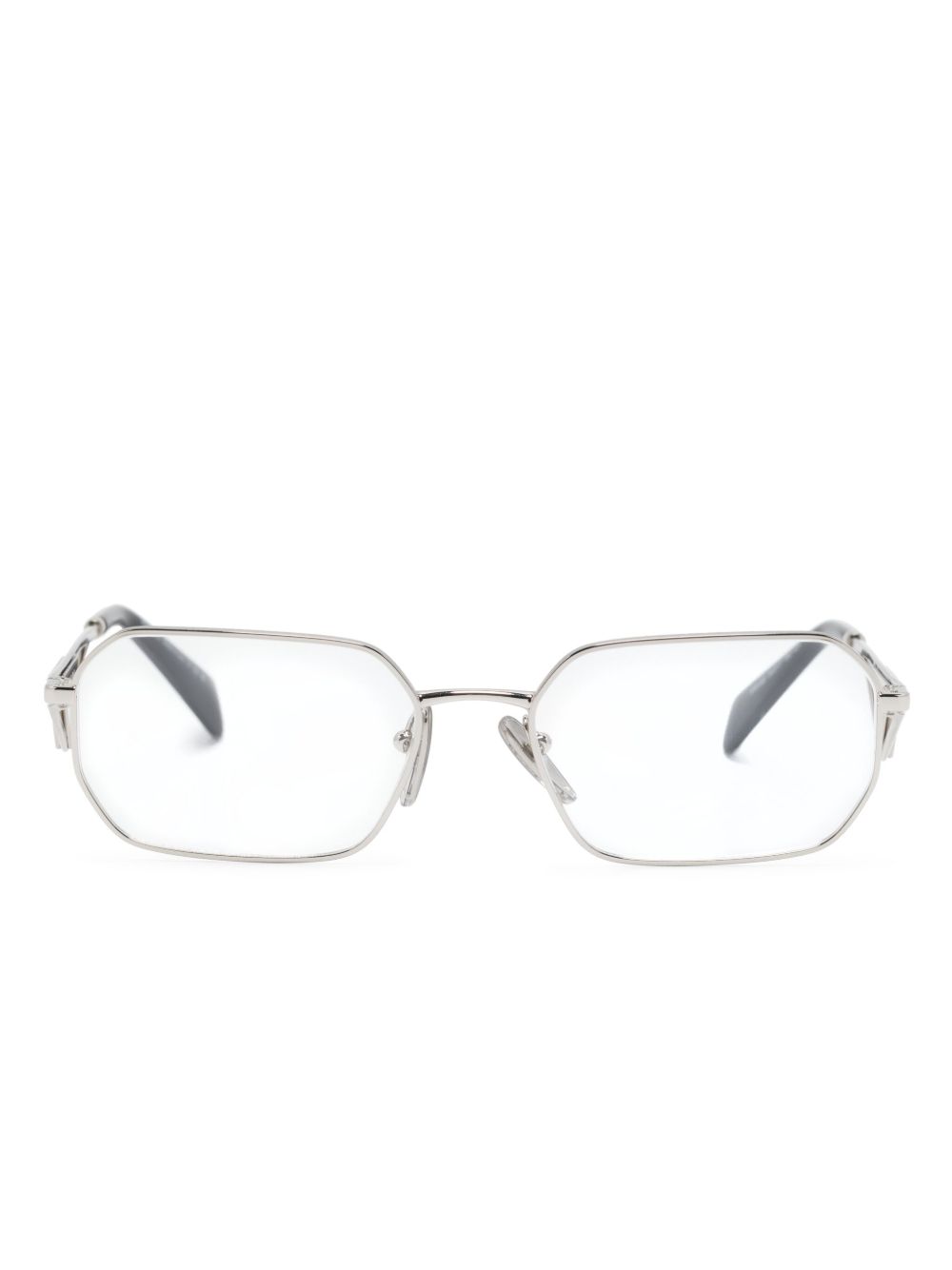 Prada Eyewear 三角形logo长方形框眼镜 - 银色