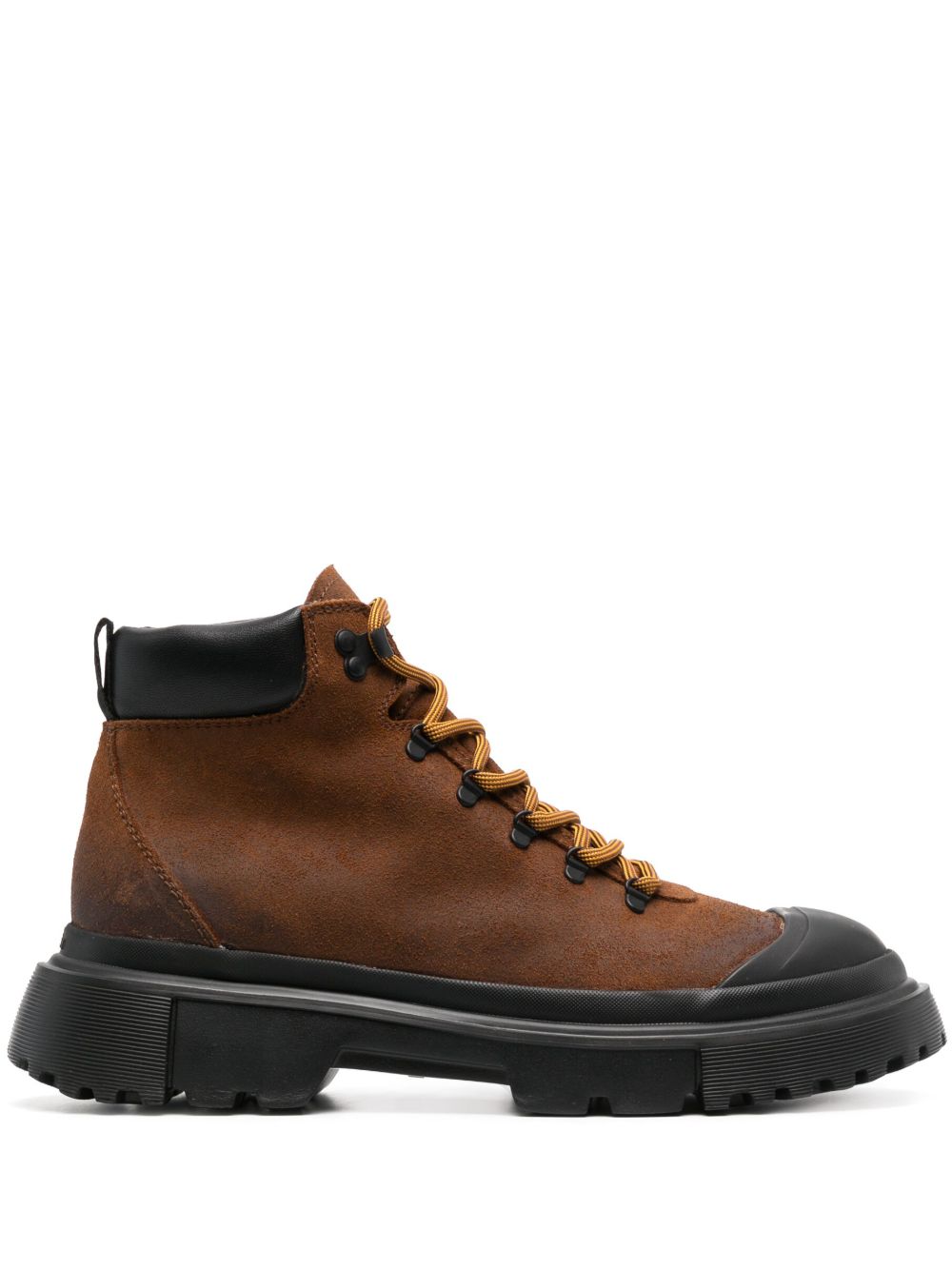 Hogan H619 系带皮质短靴 - 褐色