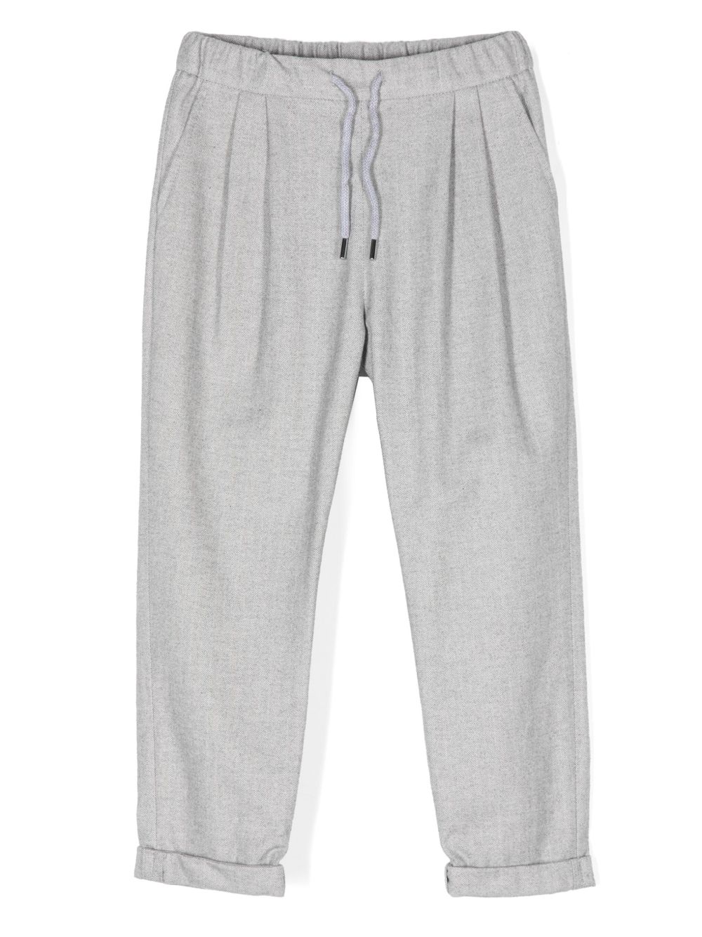 Brunello Cucinelli Kids 人字斜纹针织长裤 - 灰色