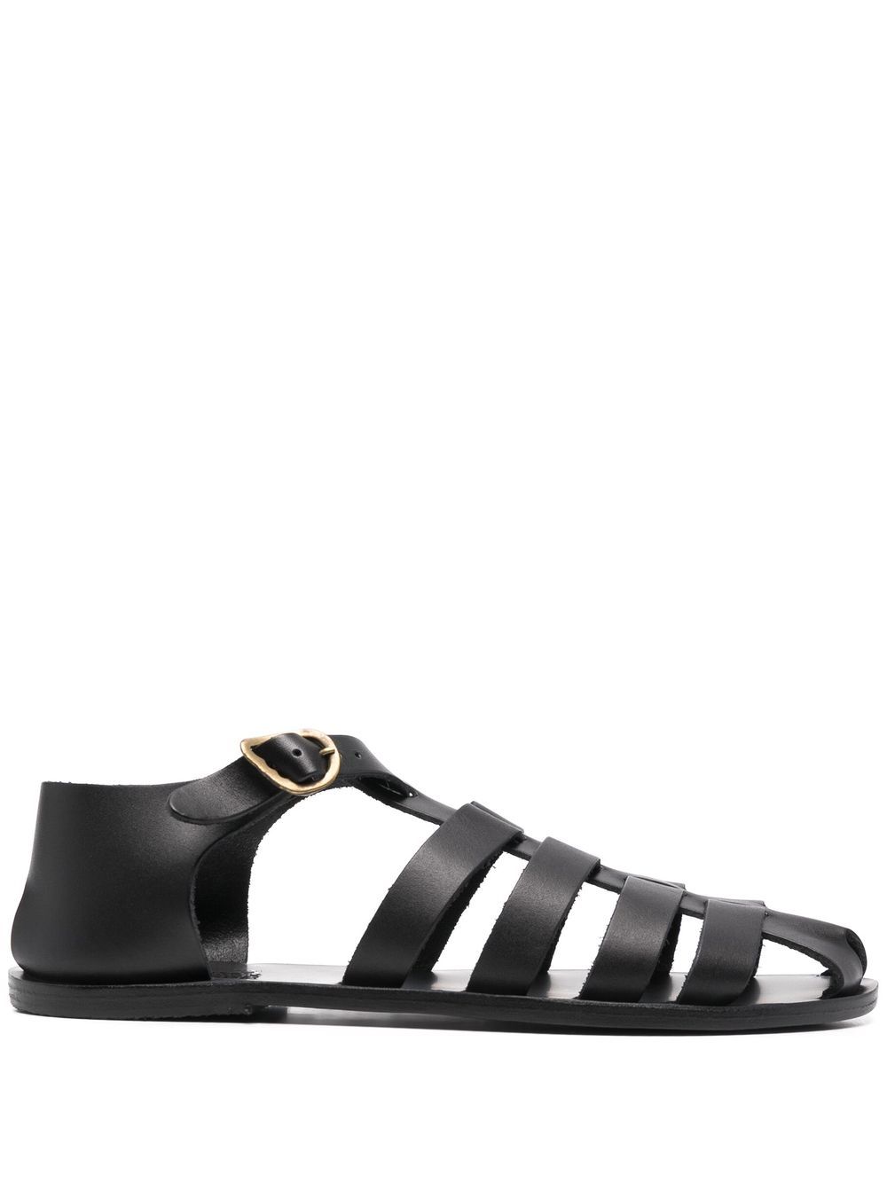 Ancient Greek Sandals Homer 笼形皮质凉鞋 - 黑色