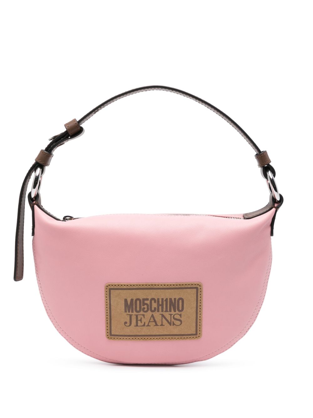 MOSCHINO JEANS 标贴皮质单肩包 - 粉色