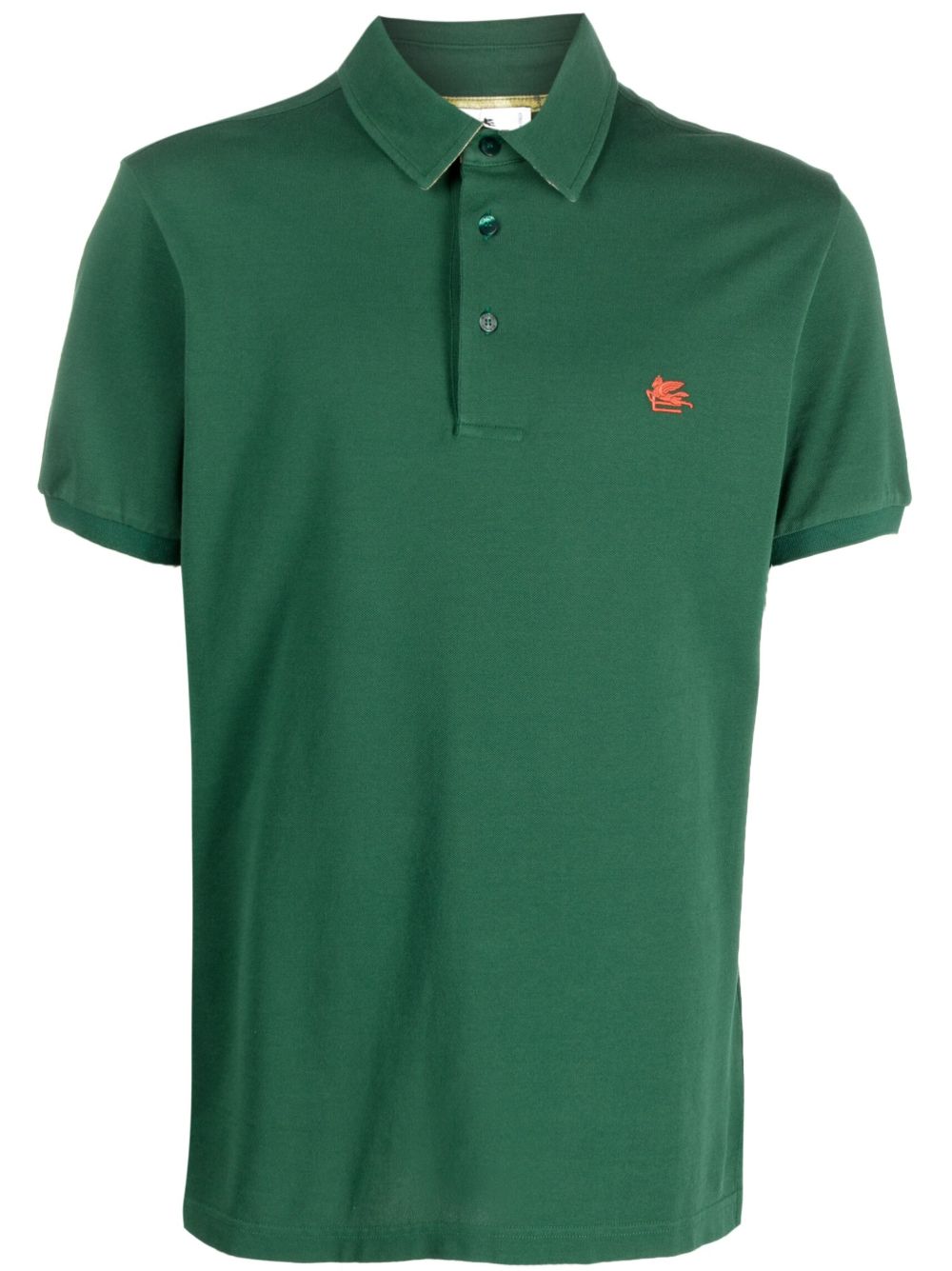 ETRO logo刺绣polo衫 - 绿色