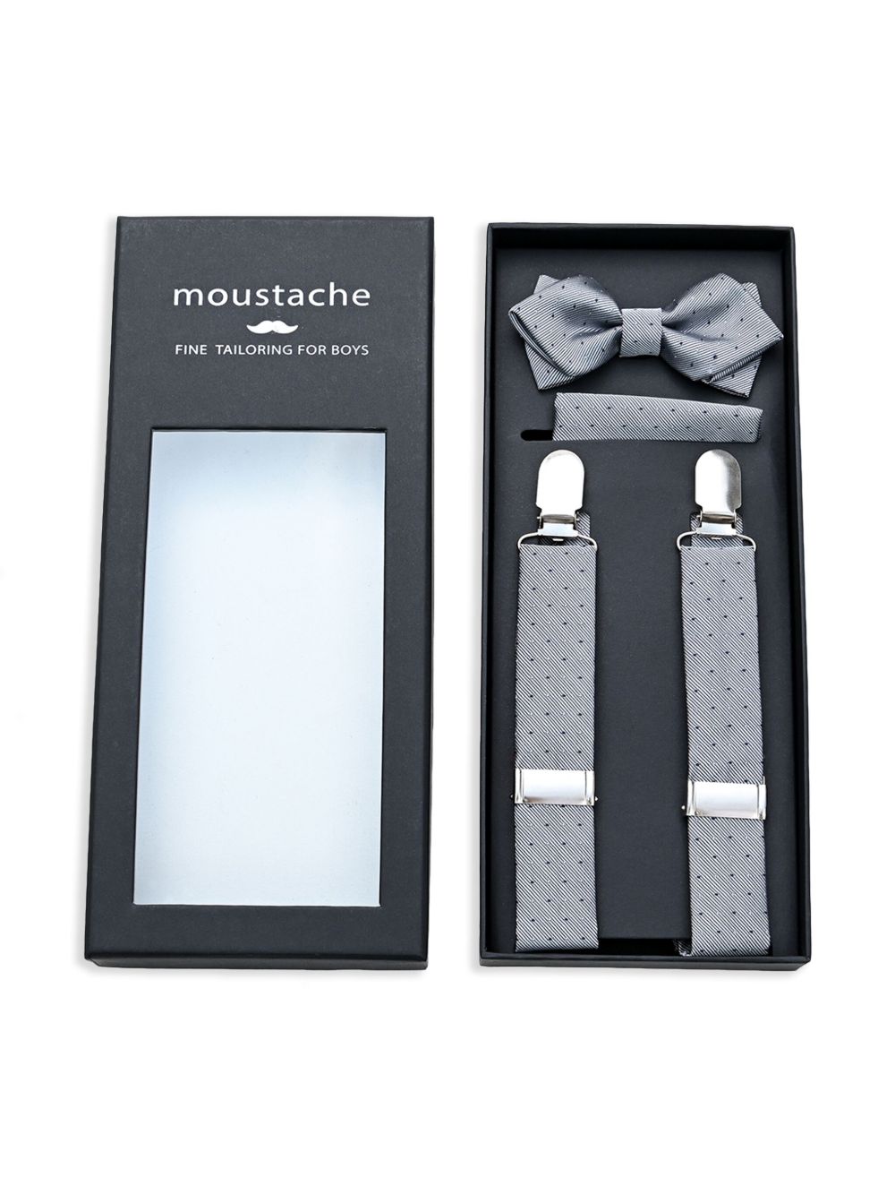 Moustache 波点背带套装 - 灰色