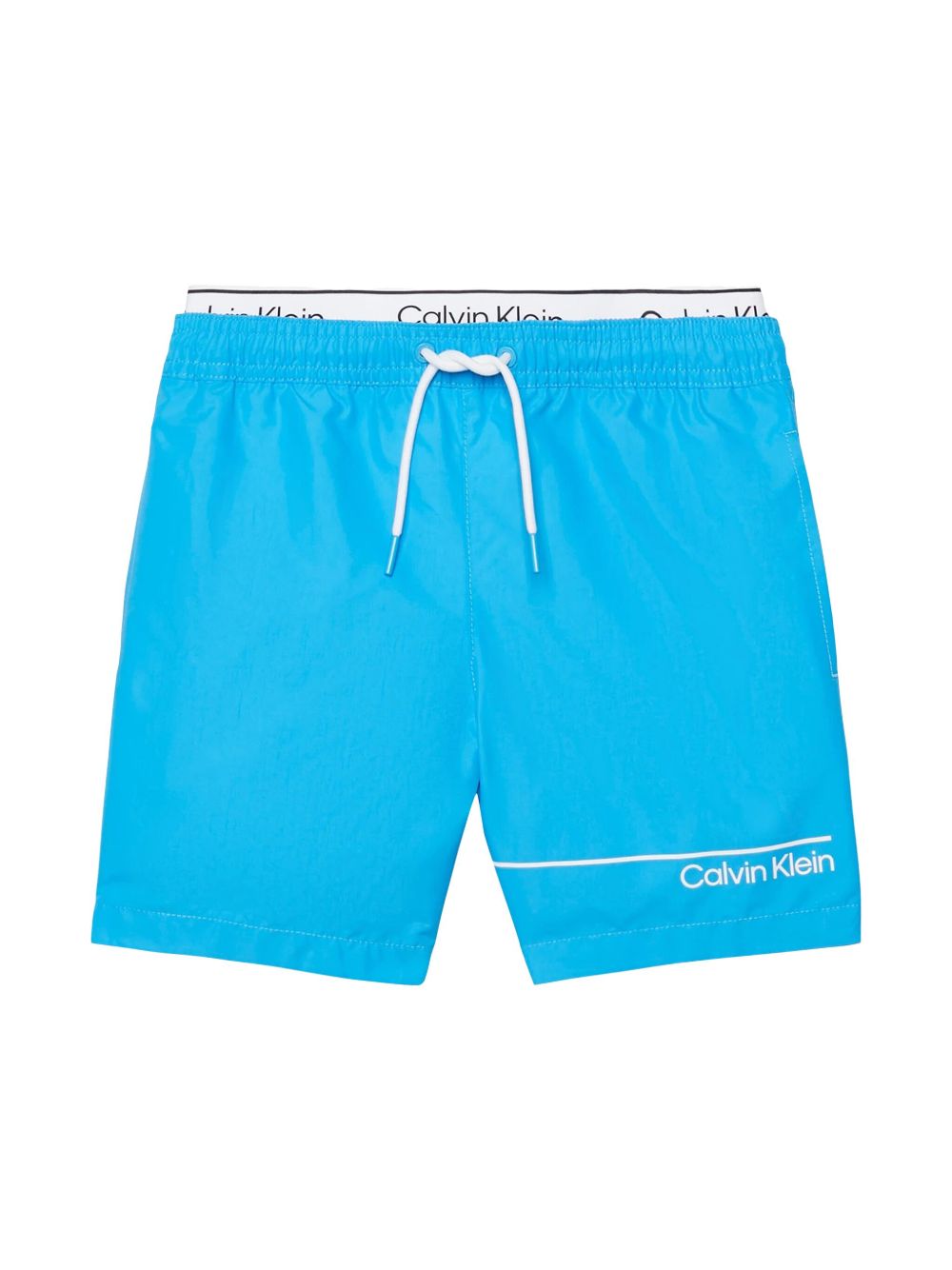 Calvin Klein Kids logo印花抽绳泳裤 - 蓝色