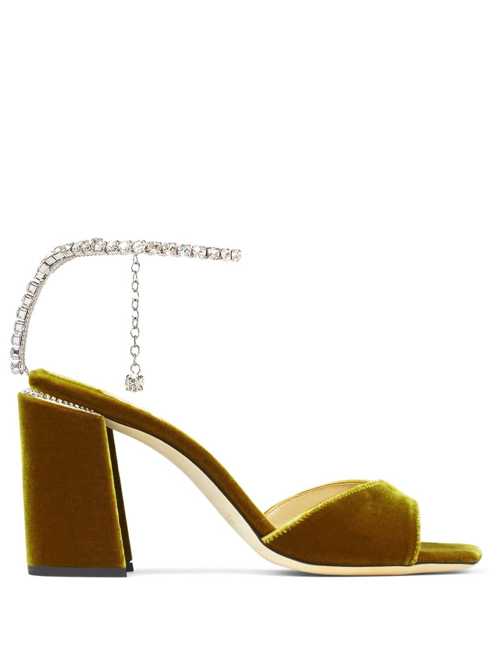 Jimmy Choo Saeda 晶饰高跟凉鞋 - 黄色