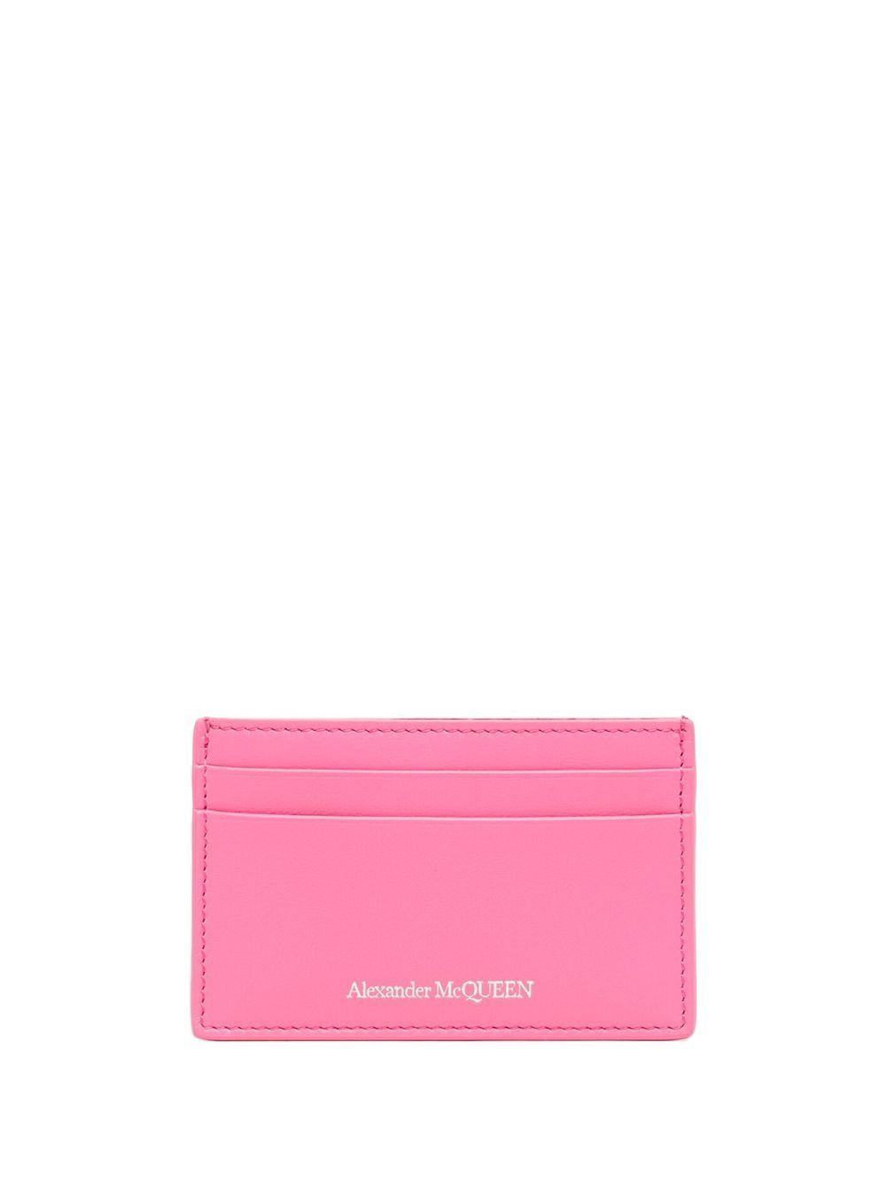 Alexander McQueen logo雕刻皮质卡夹 - 粉色