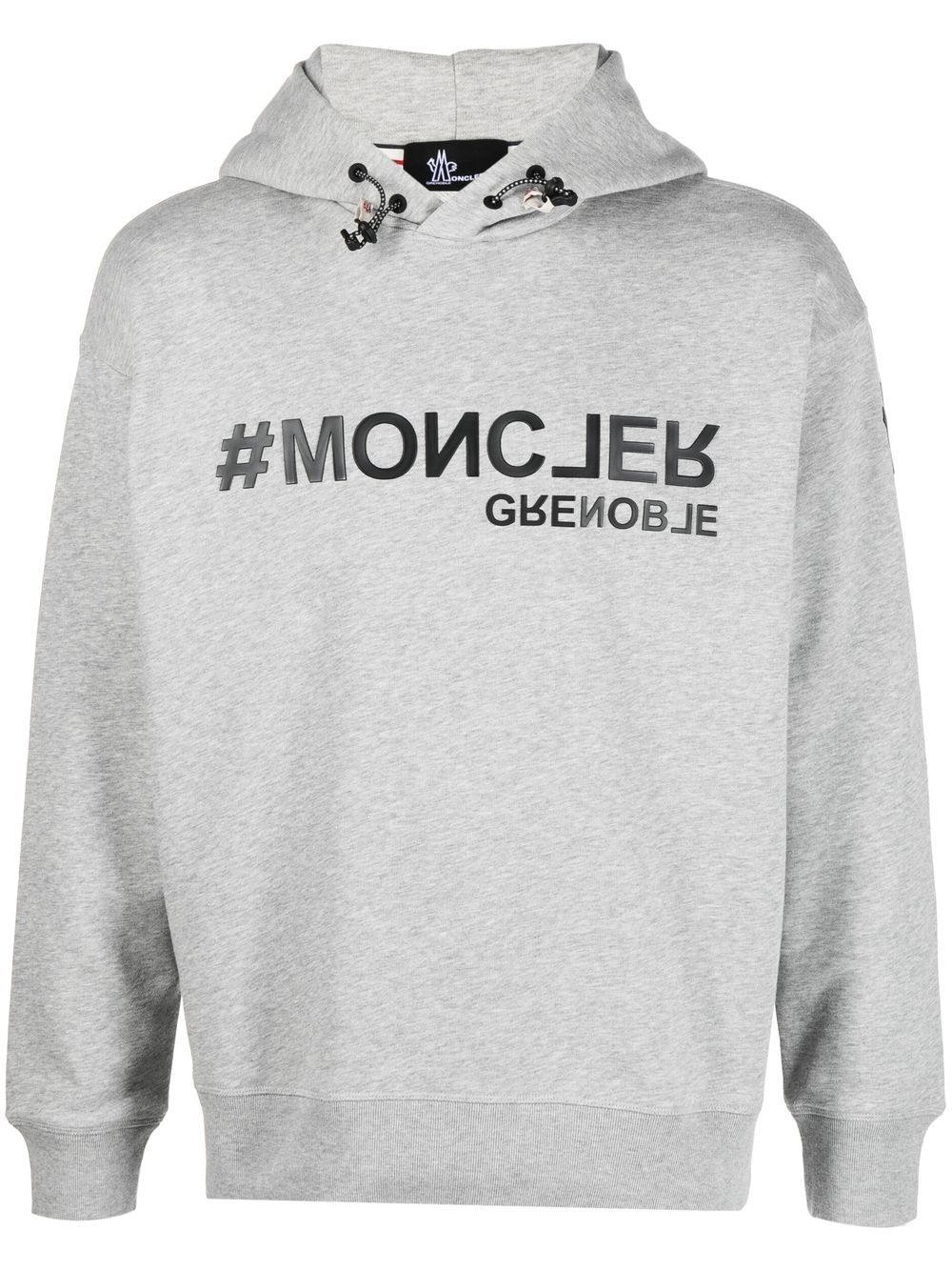 Moncler Grenoble logo印花棉连帽衫 - 灰色