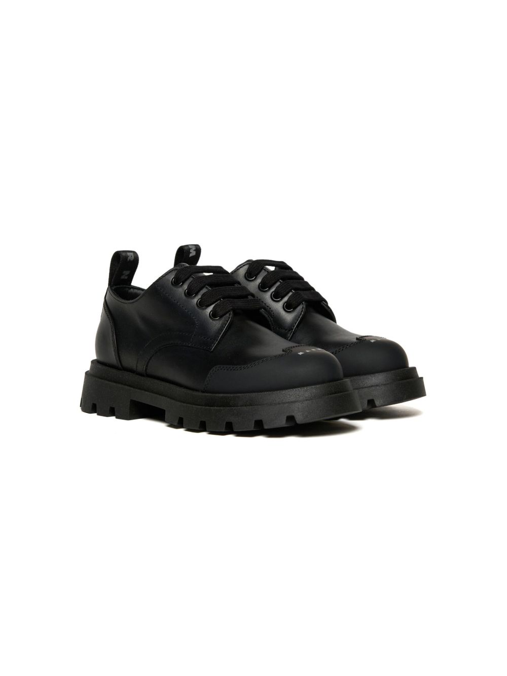 Marni Kids logo印花乐福鞋 - 黑色