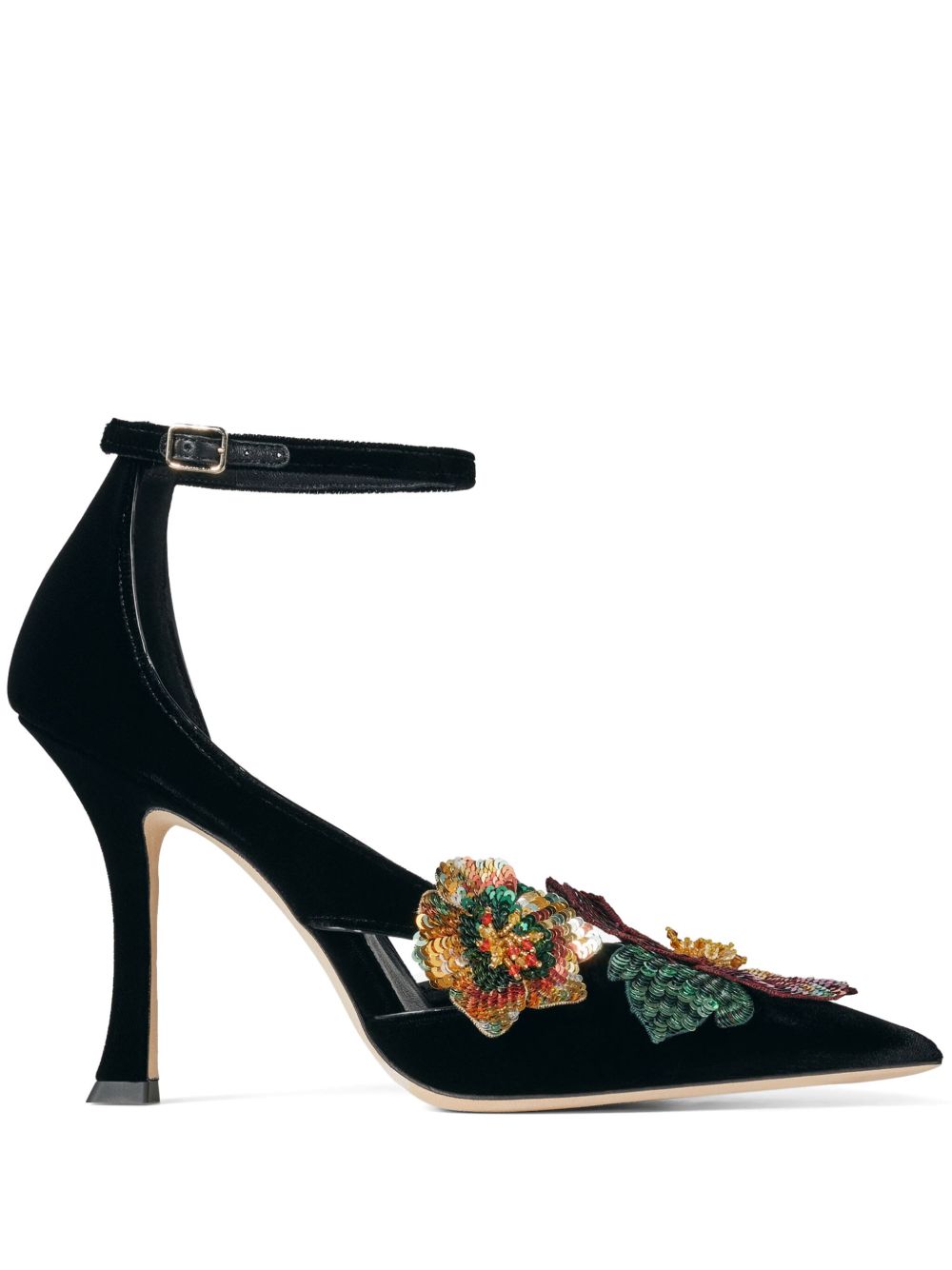 Jimmy Choo Azara 花卉镶嵌高跟鞋 - 黑色