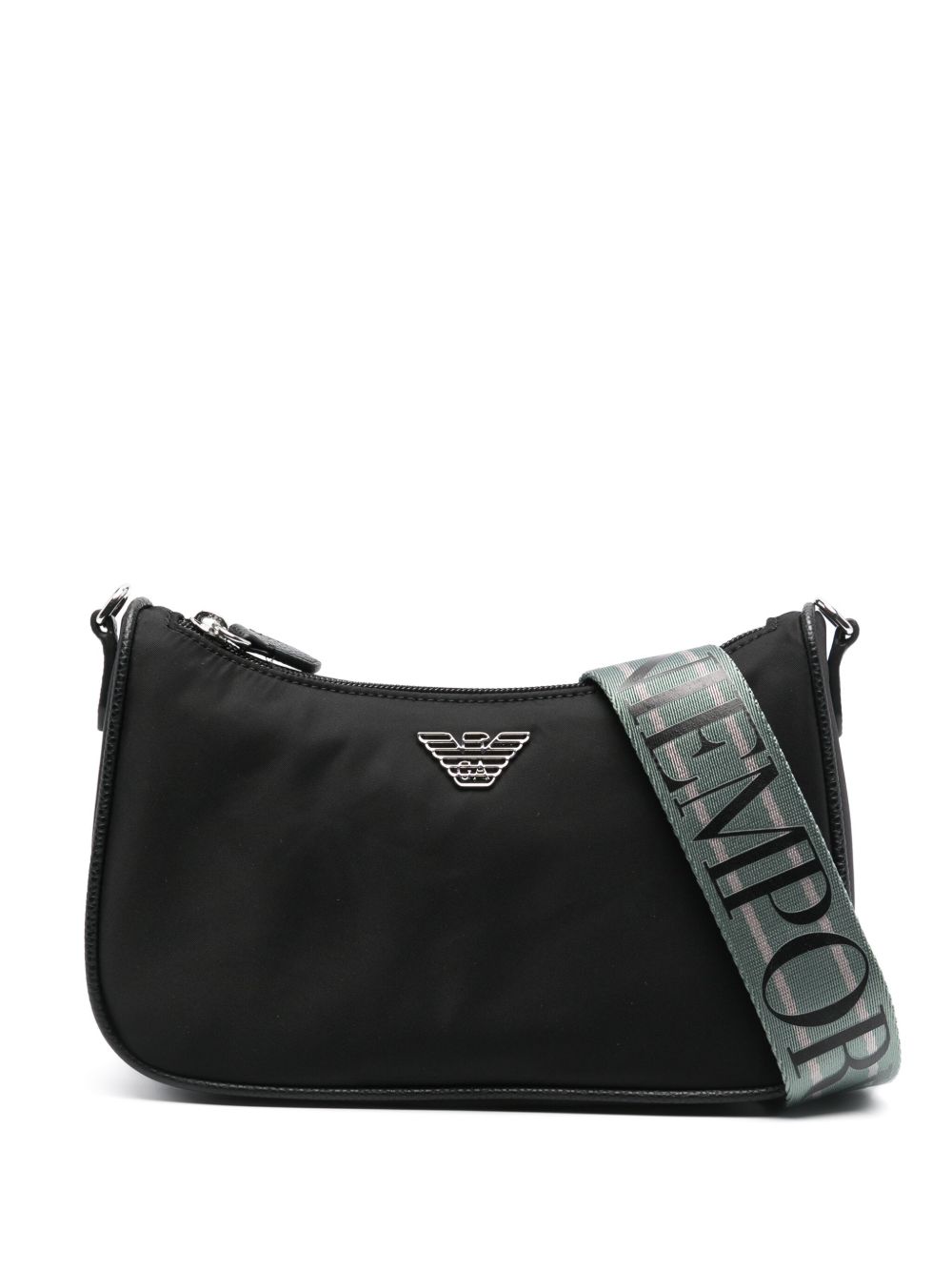 Emporio Armani ASV logo标牌斜挎包 - 黑色