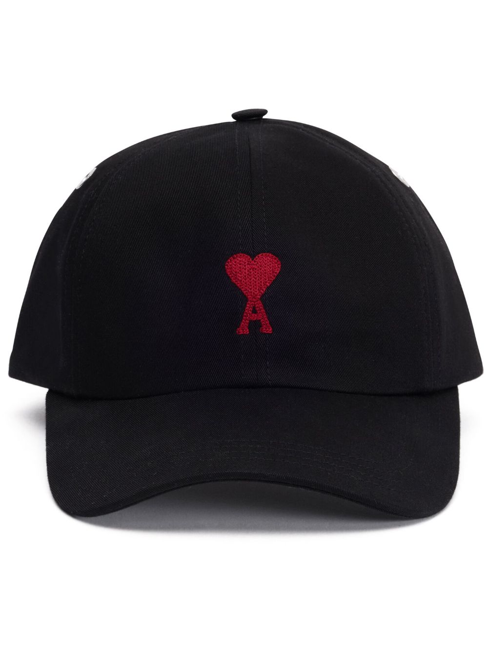 AMI Paris logo刺绣棉棒球帽 - 黑色