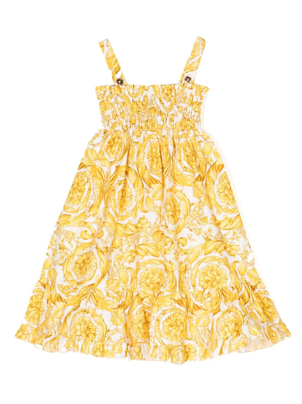 Versace Kids 花卉印花无袖连衣裙 - 黄色