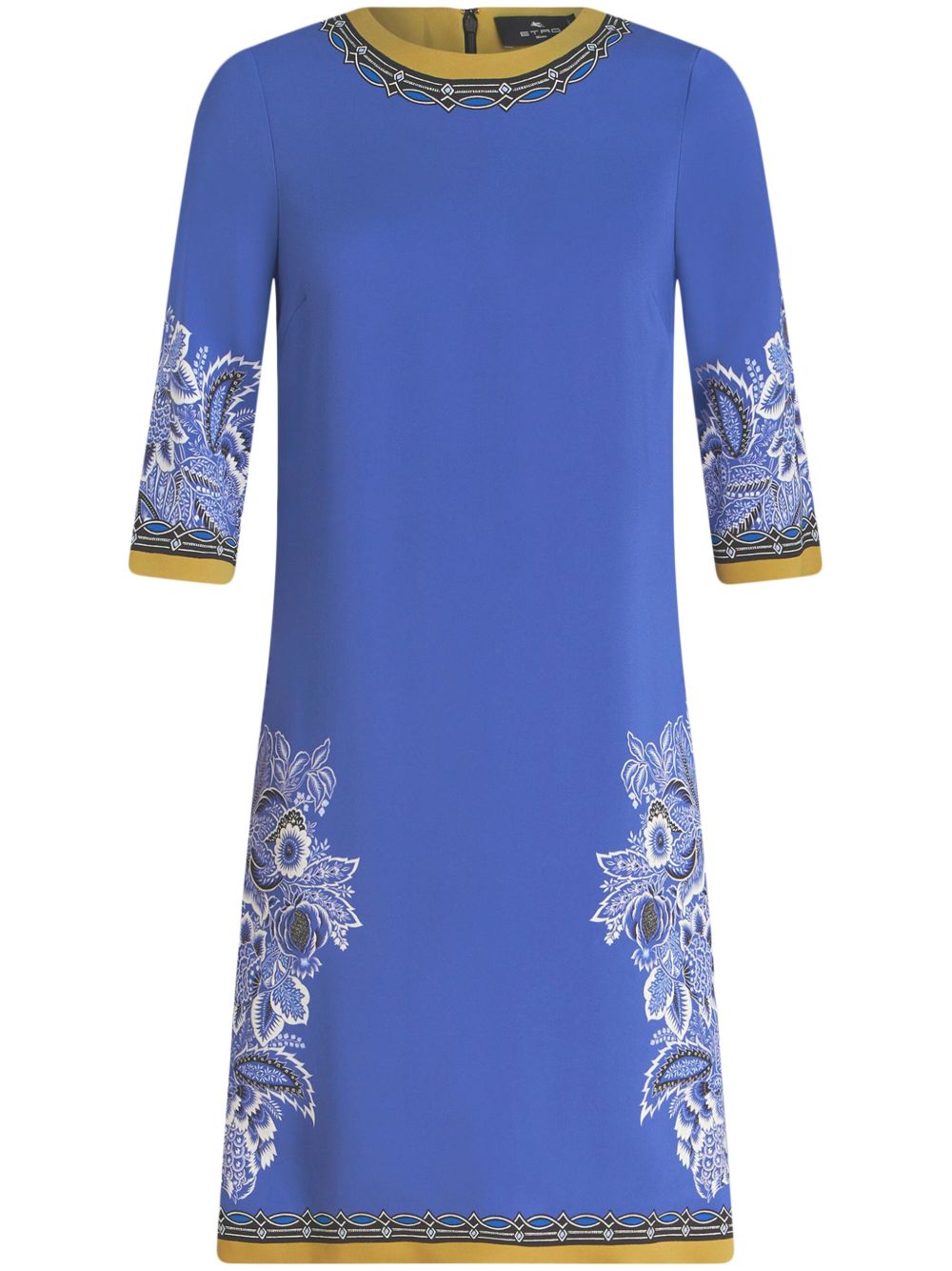 ETRO 花卉印花卡迪直筒连衣裙 - 蓝色