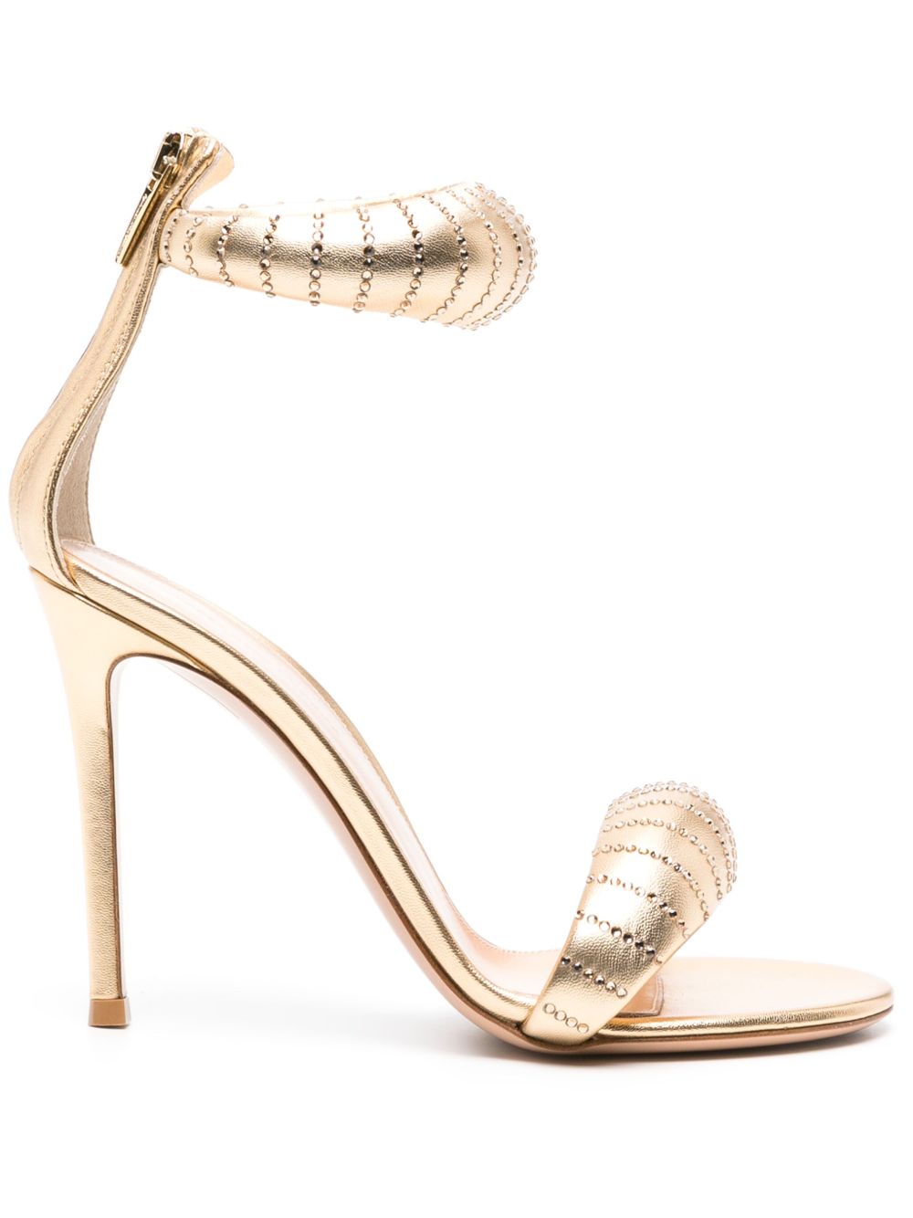 Gianvito Rossi Bijoux 金属感高跟凉鞋 - 金色