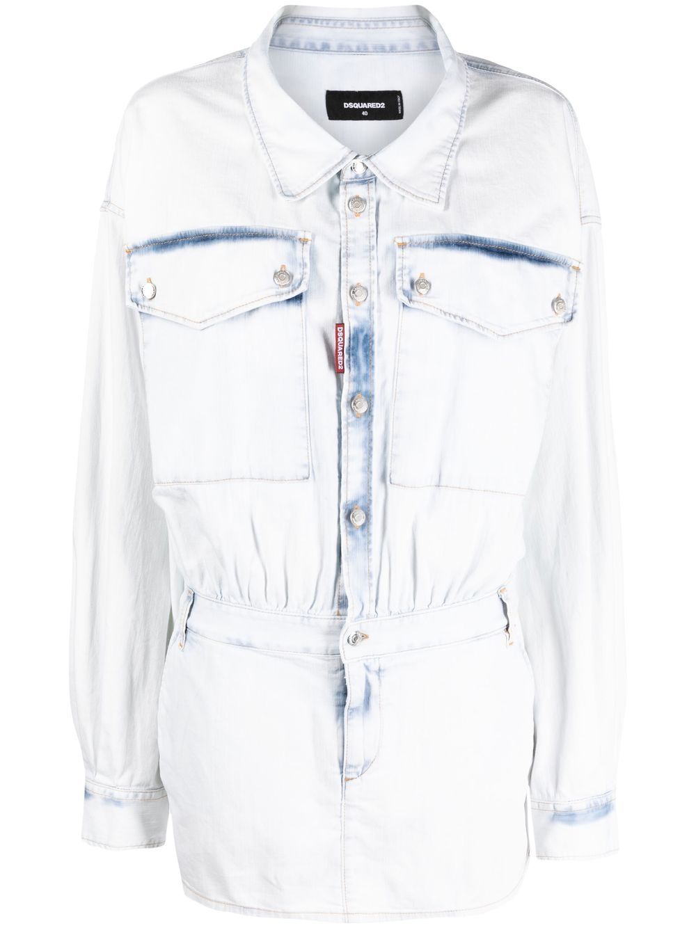 DSQUARED2 轻水洗牛仔迷你连衣裙 - 蓝色