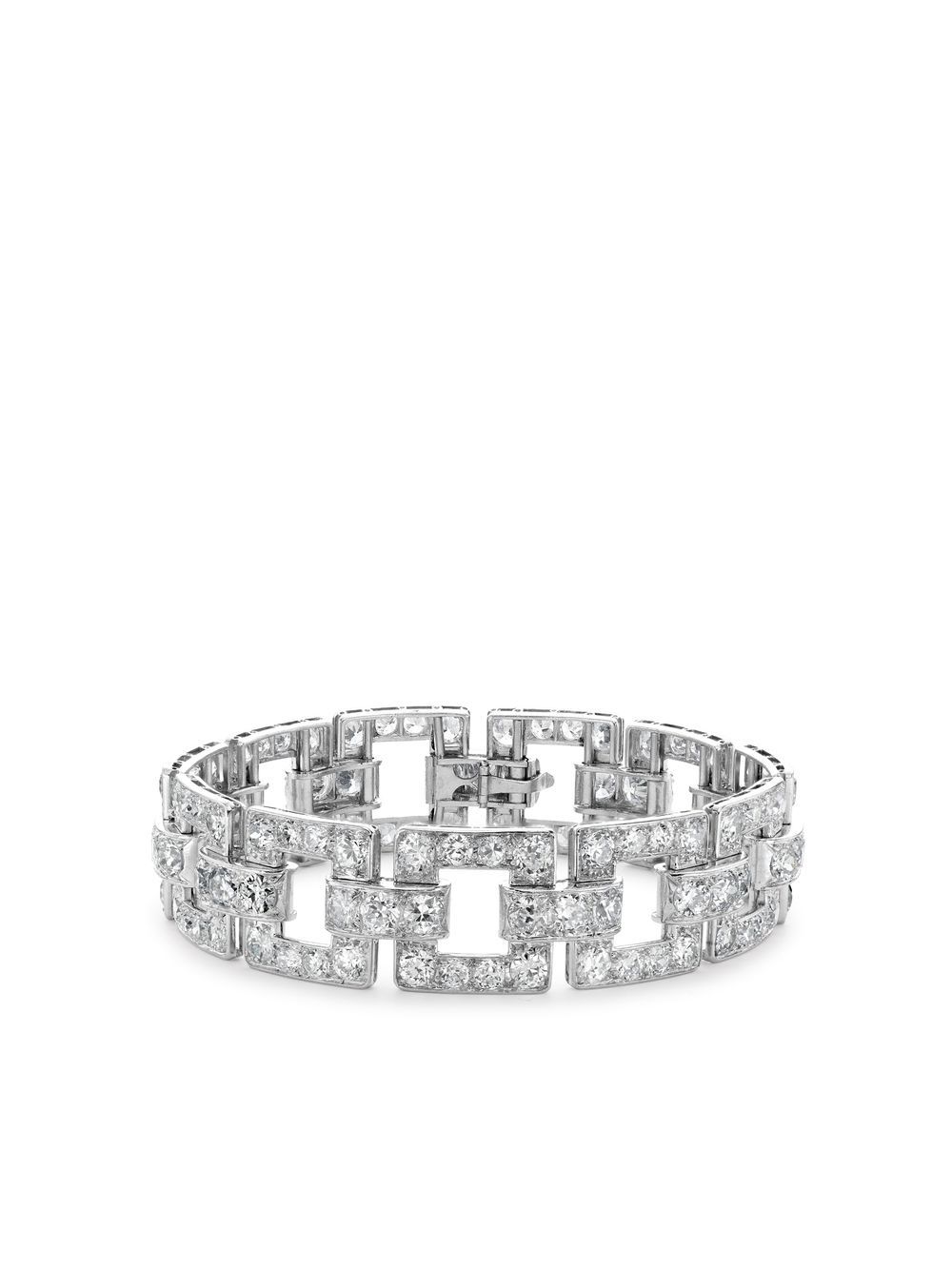 Pragnell Vintage Art Deco Linzeler et Marchak 钻石手链 - 银色