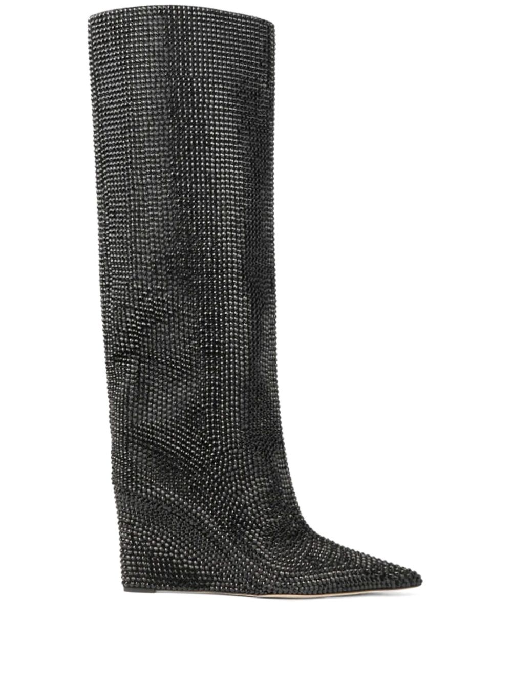 Jimmy Choo Blake 晶饰高跟高筒靴 - 黑色