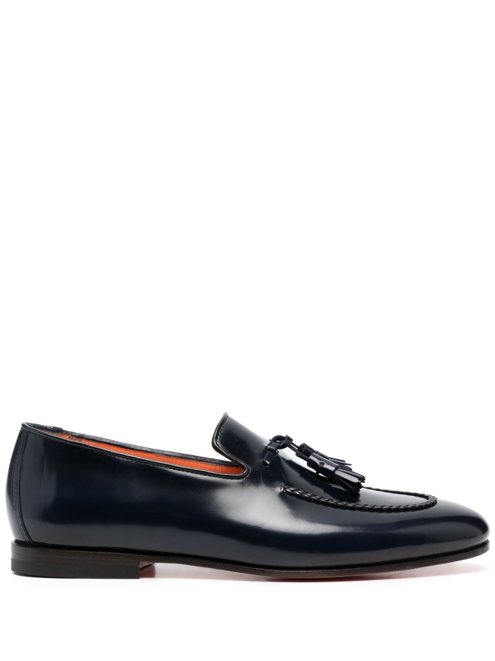 Santoni 流苏缀饰皮质乐福鞋 - 蓝色