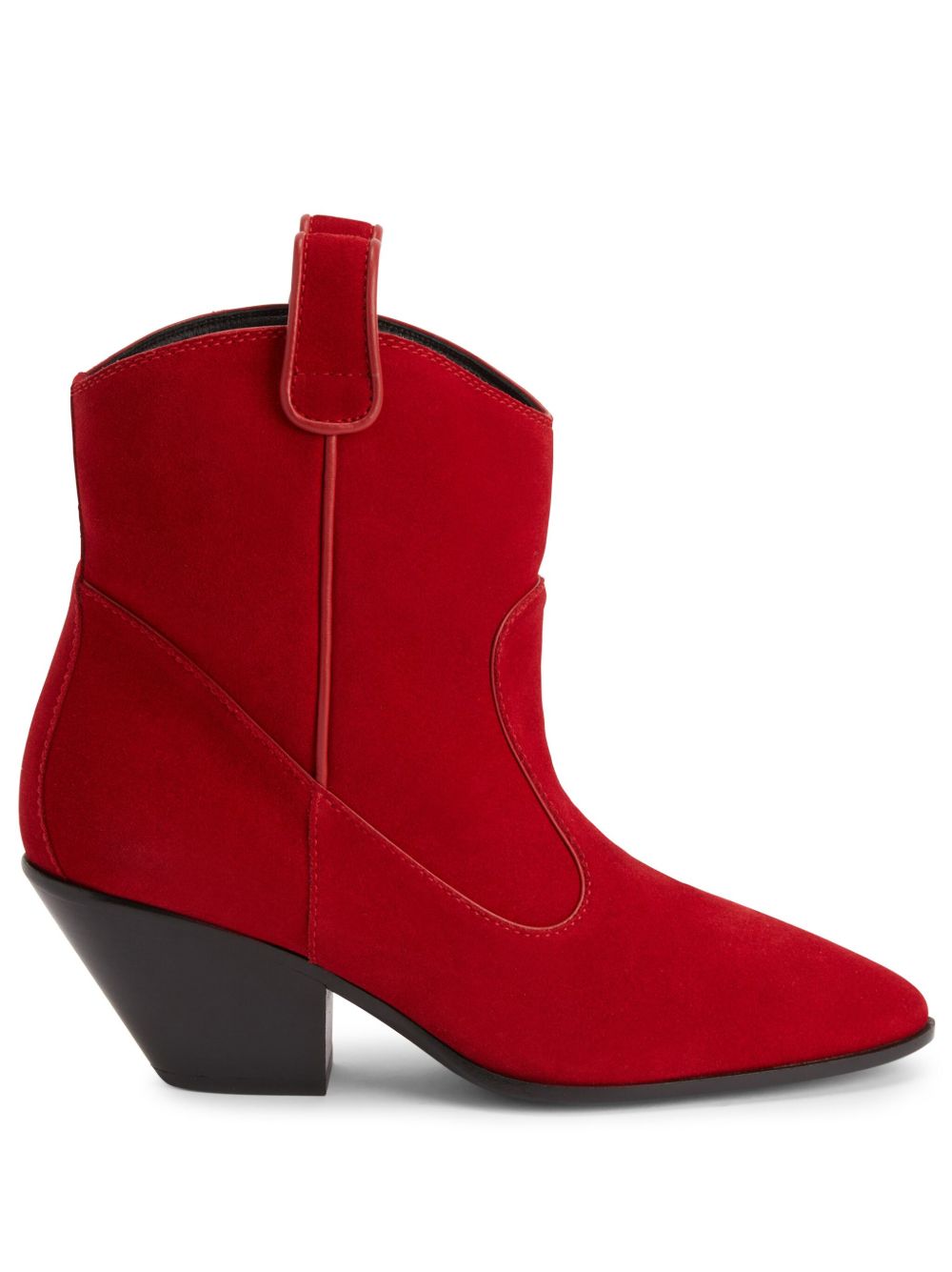 Giuseppe Zanotti Elna 中跟丝绒短靴 - 红色