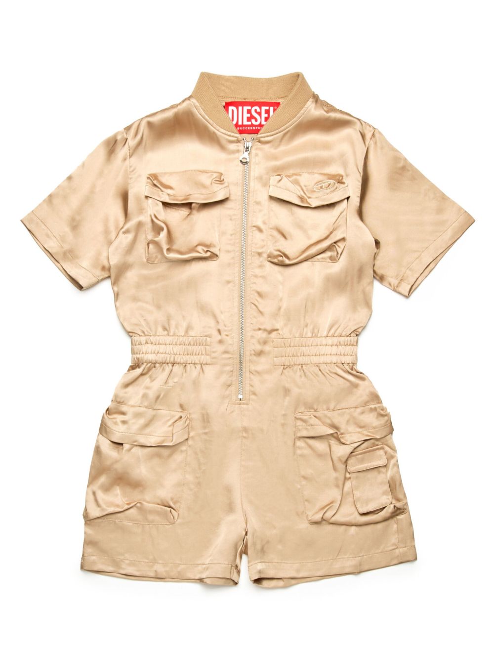 Diesel Kids 缎面编织连体短裤 - 中性色