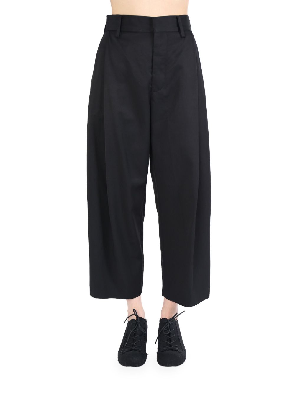 Uma Wang pleat-detailing cropped trousers - 黑色