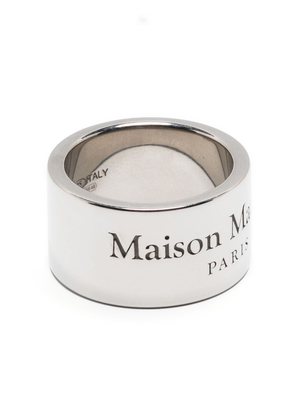 Maison Margiela 雕刻logo宽指环戒指 - 银色