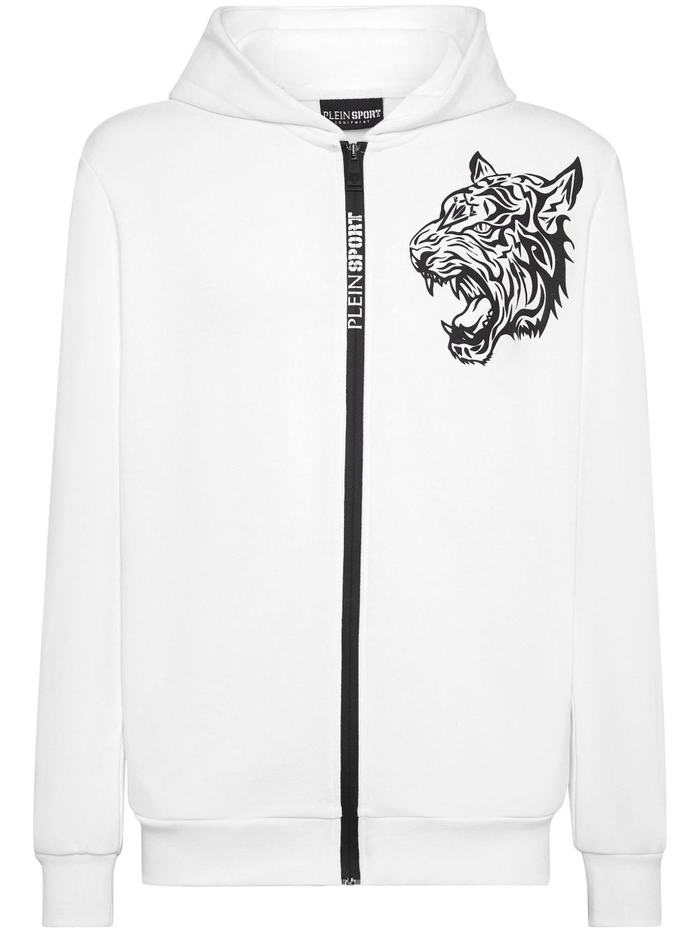 Plein Sport logo印花拉链连帽衫 - 白色