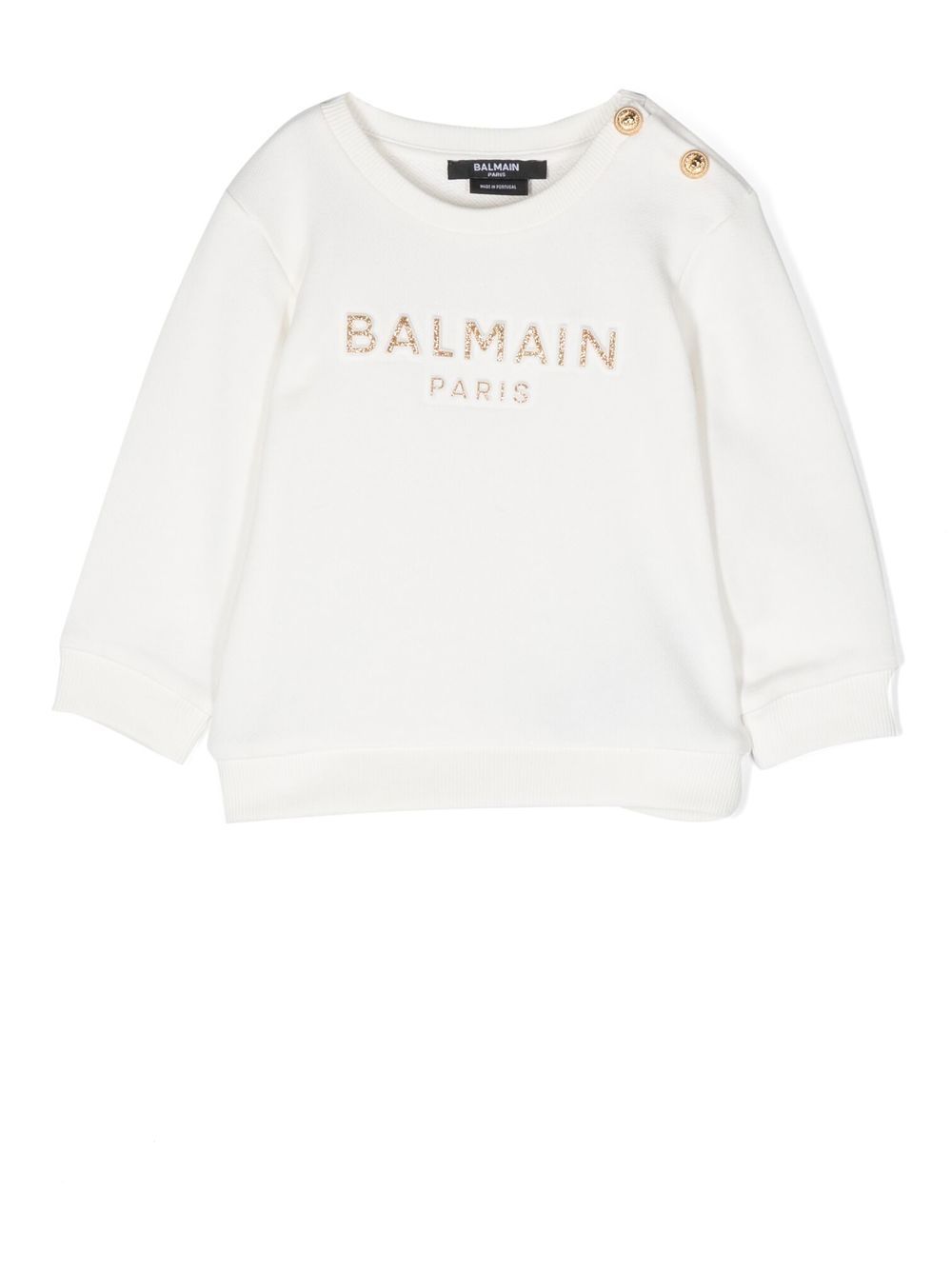 Balmain Kids 亮片金葱logo棉卫衣 - 白色