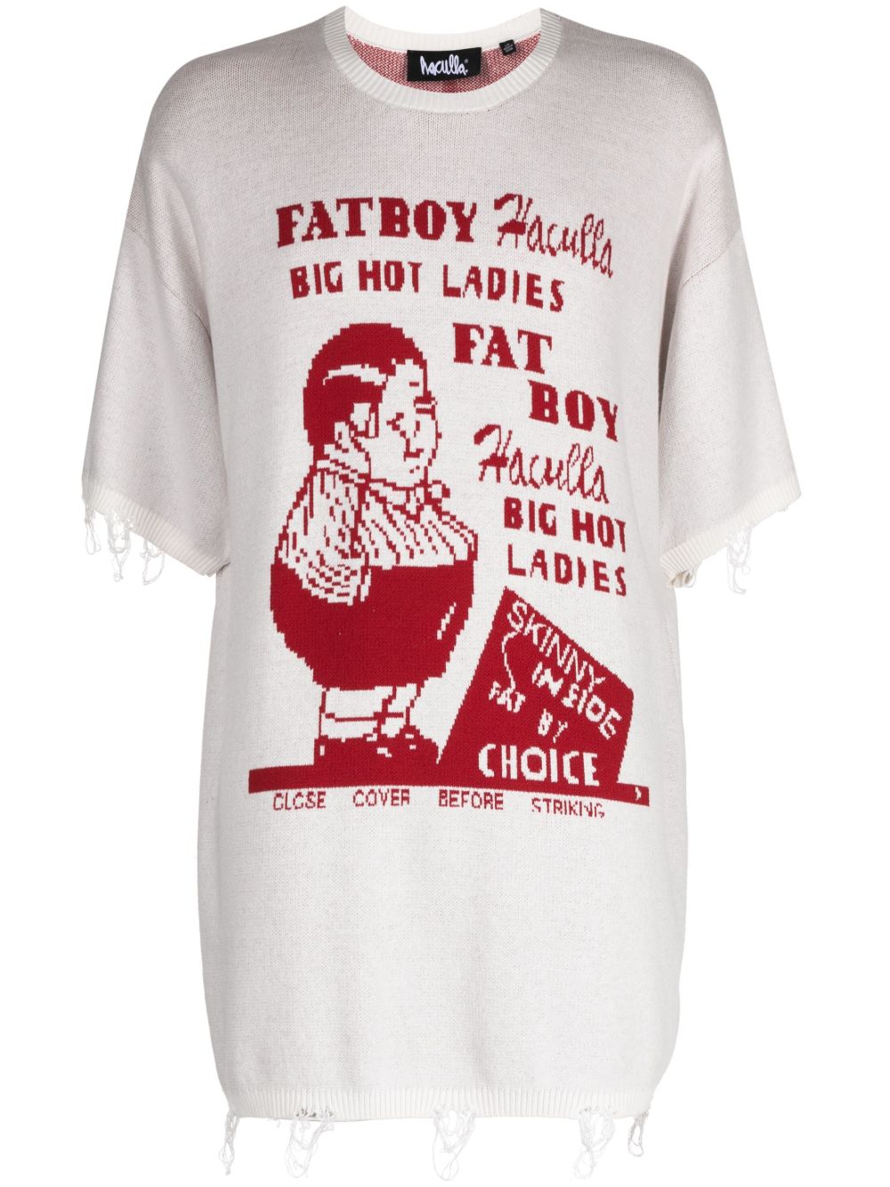 Haculla Fat Boy 嵌花针织磨损边毛衣 - 白色