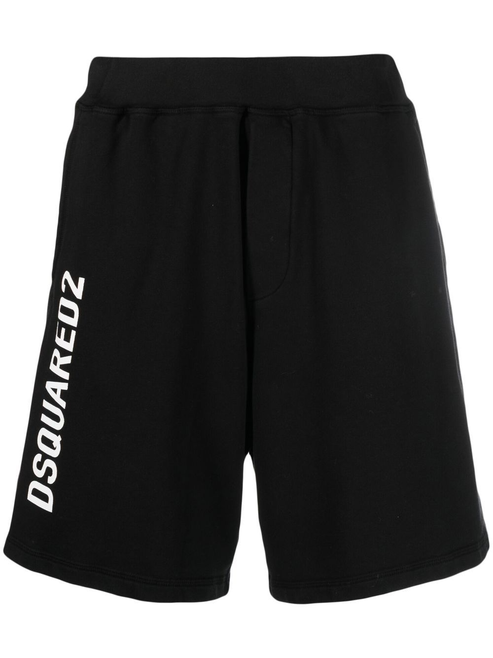 DSQUARED2 logo印花棉短裤 - 黑色