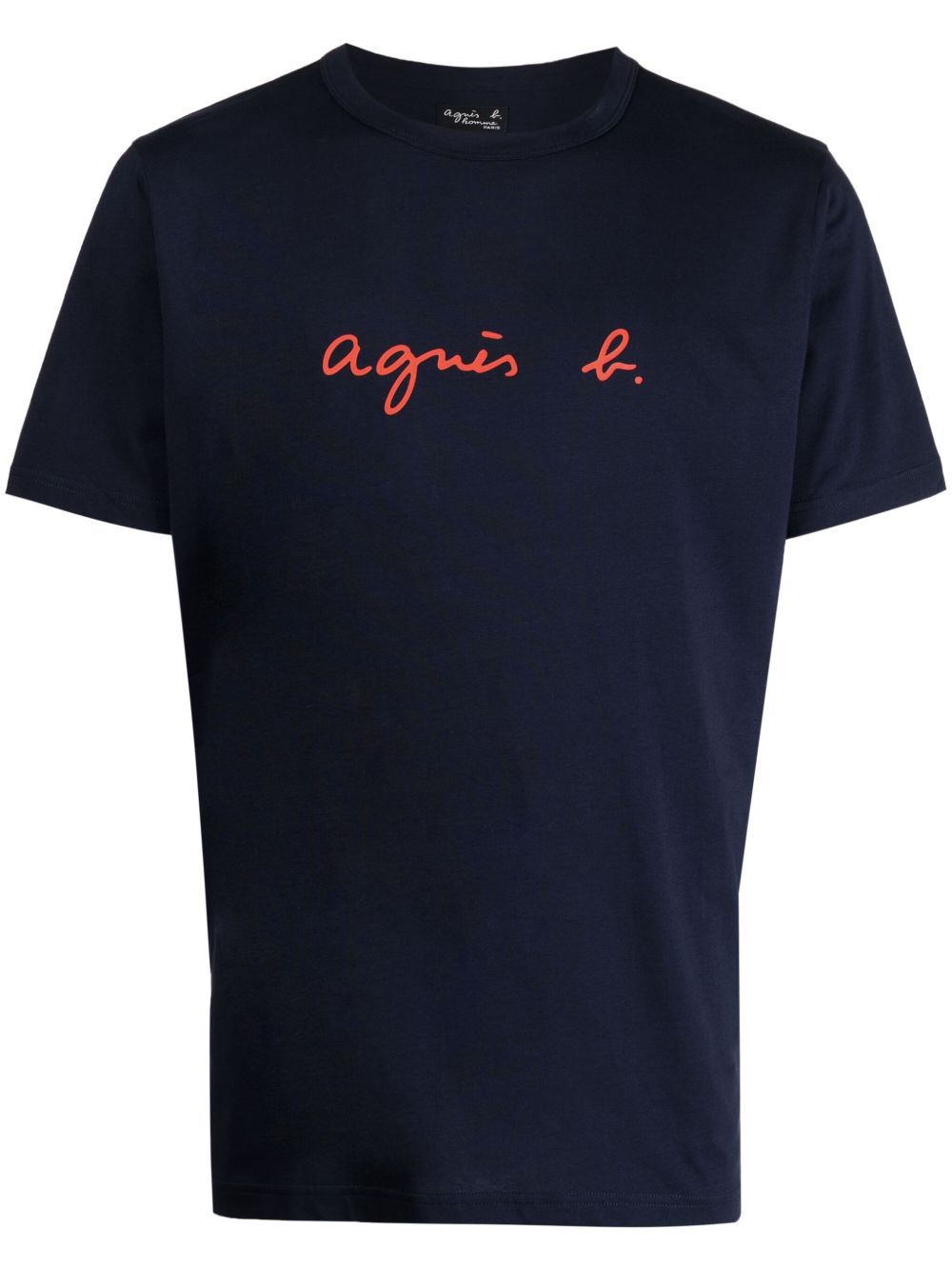agnès b. logo印花棉T恤 - 蓝色