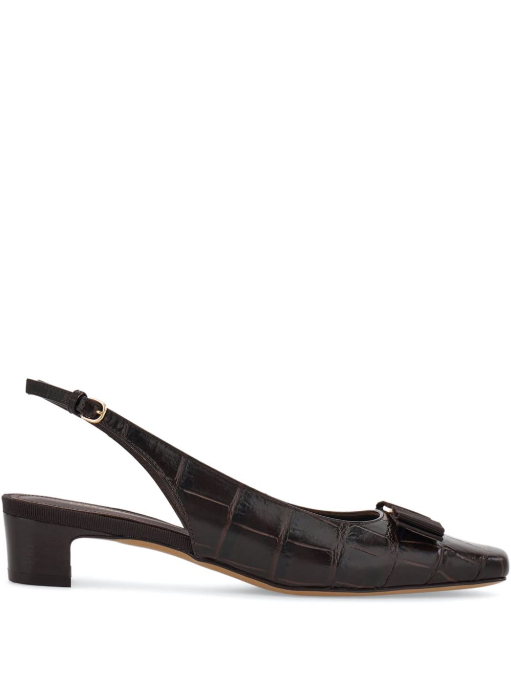 Ferragamo Vara 低跟鞋（3厘米） - 褐色
