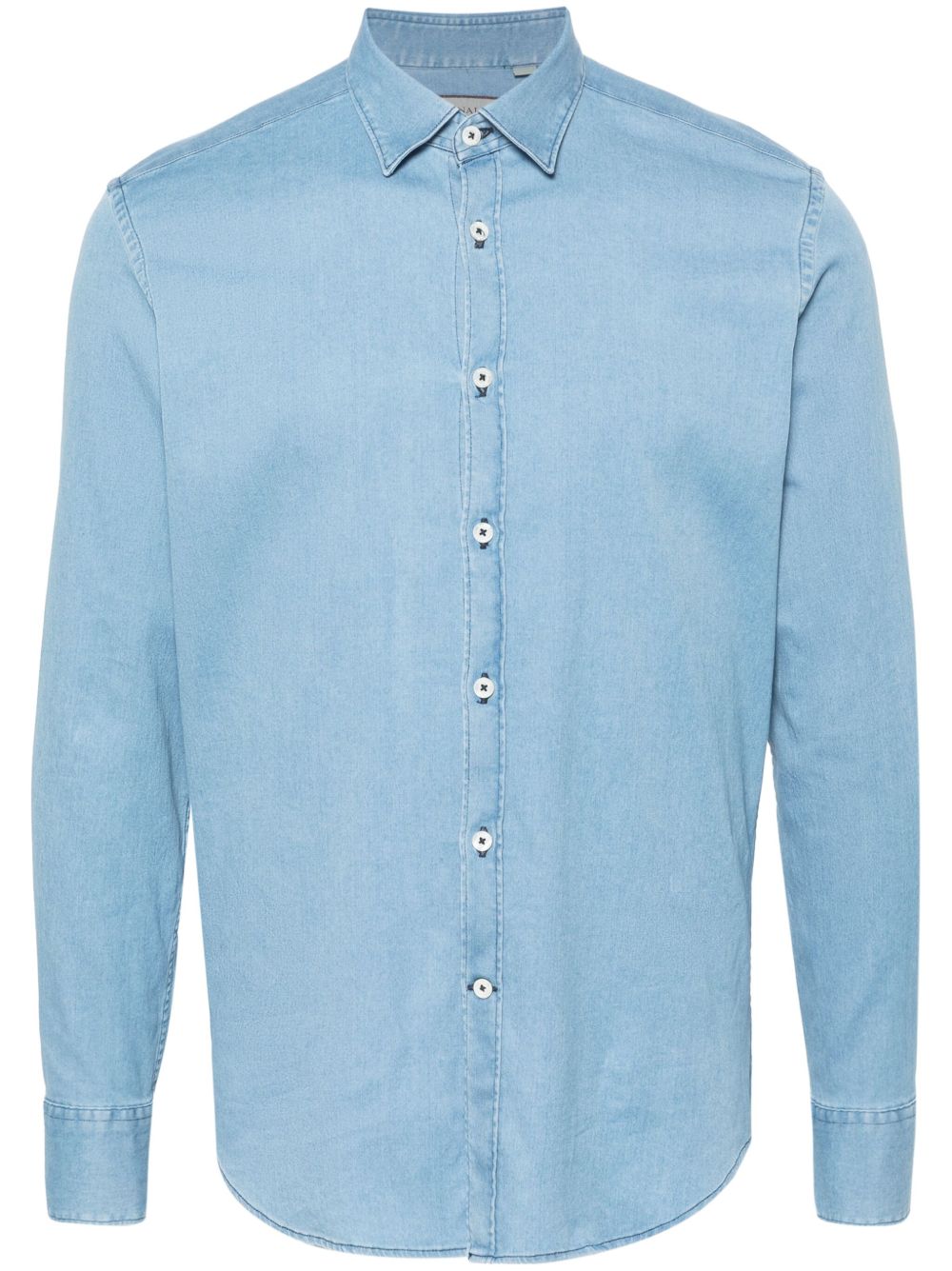 Canali 弹性棉斜纹布衬衫 - 蓝色