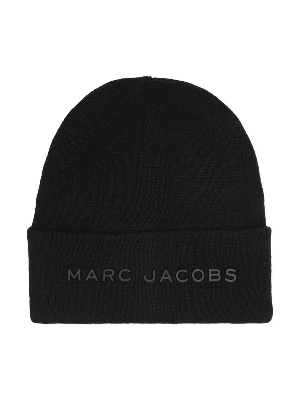 Marc Jacobs Kids logo细节罗纹针织套头帽 - 黑色