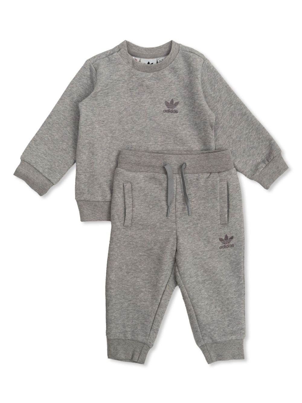 adidas Kids logo刺绣运动套装 - 灰色