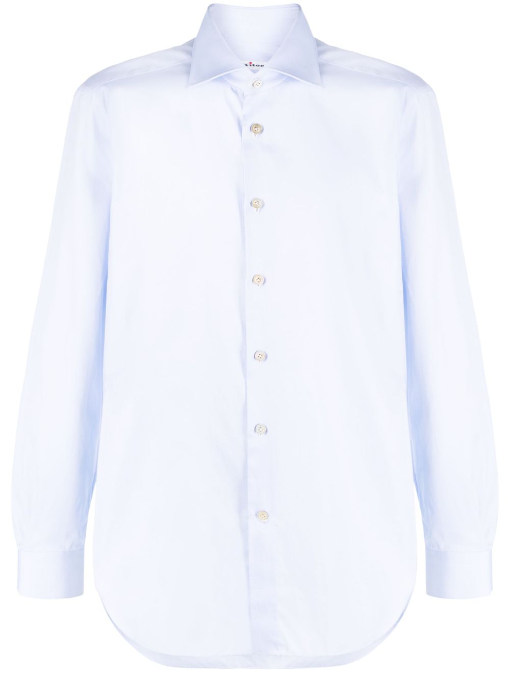 Kiton 宽领棉衬衫 - 蓝色