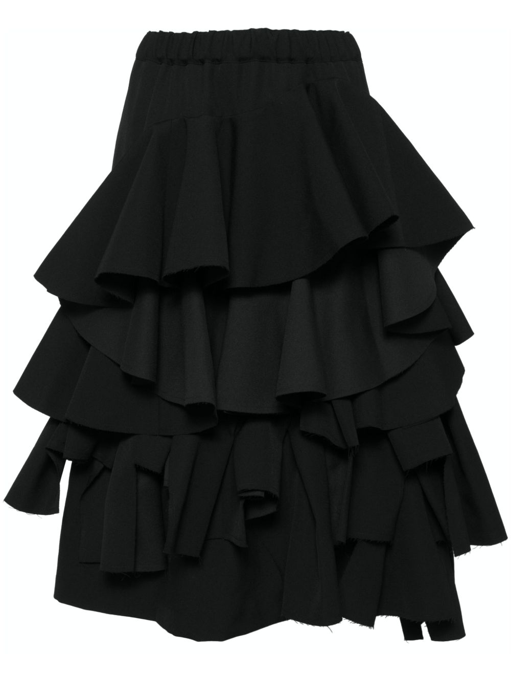 Comme Des Garçons 荷叶边分层式中长半身裙 - 黑色