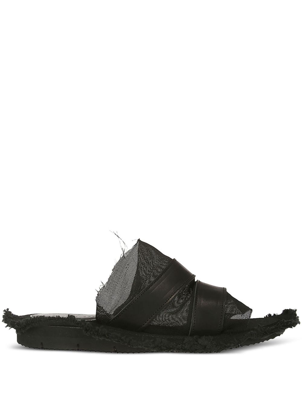 Yohji Yamamoto 层次感磨损边凉鞋 - 黑色