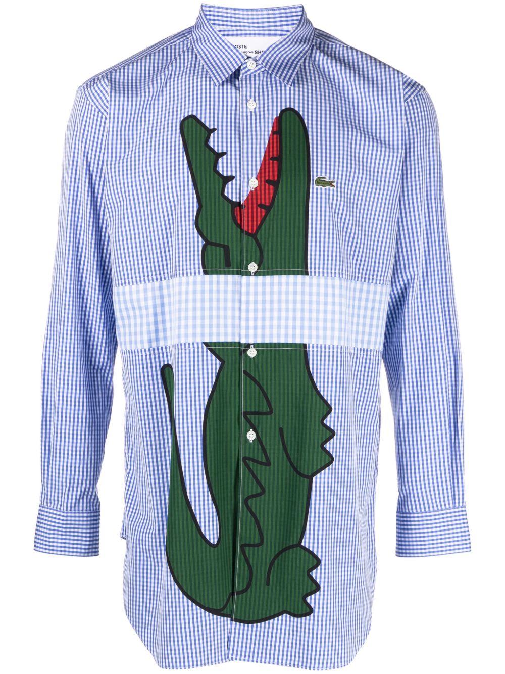 Comme Des Garçons Shirt x Lacoste logo印花格纹衬衫 - 蓝色
